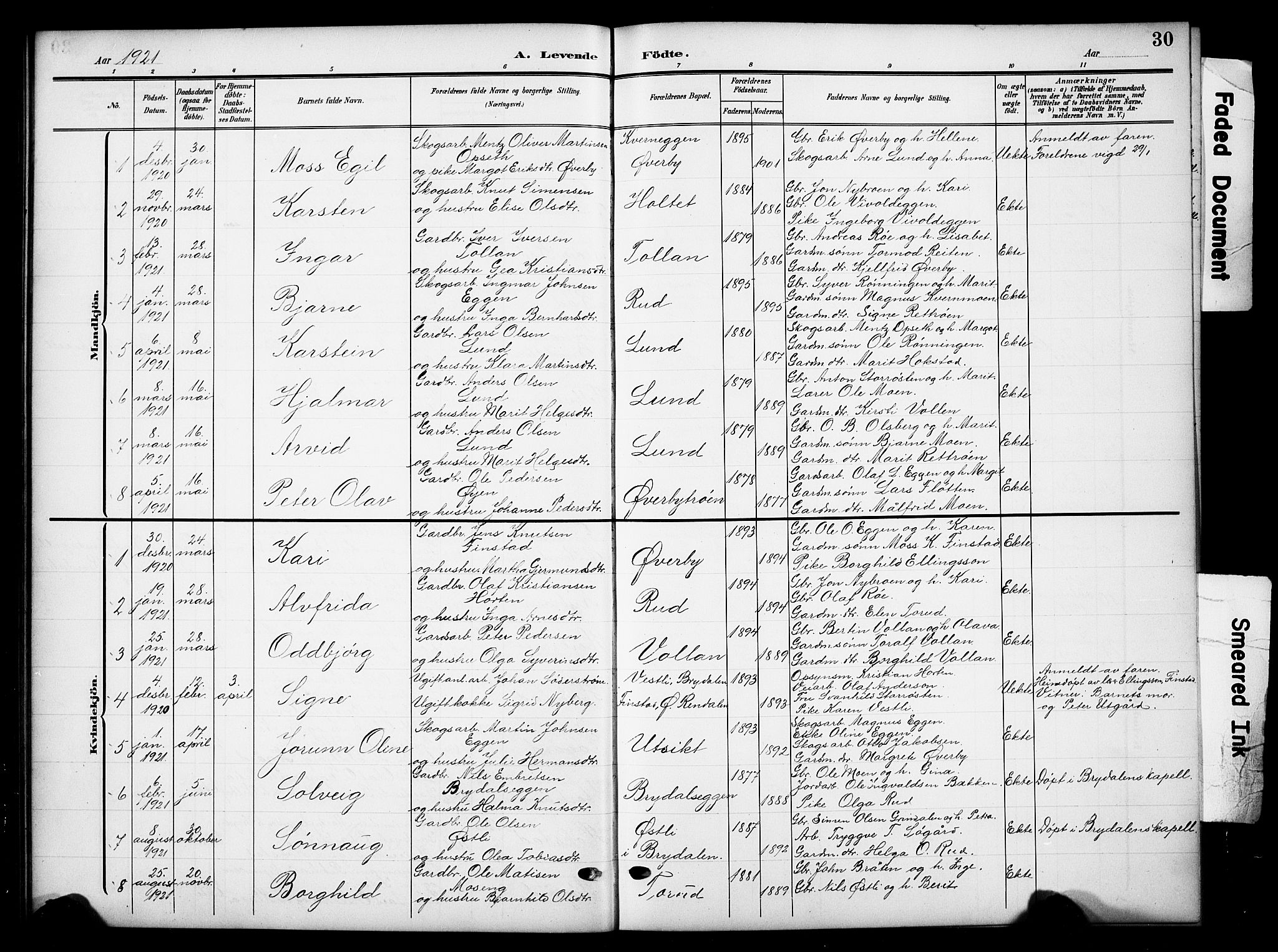 Tynset prestekontor, SAH/PREST-058/H/Ha/Hab/L0010: Parish register (copy) no. 10, 1902-1929, p. 30