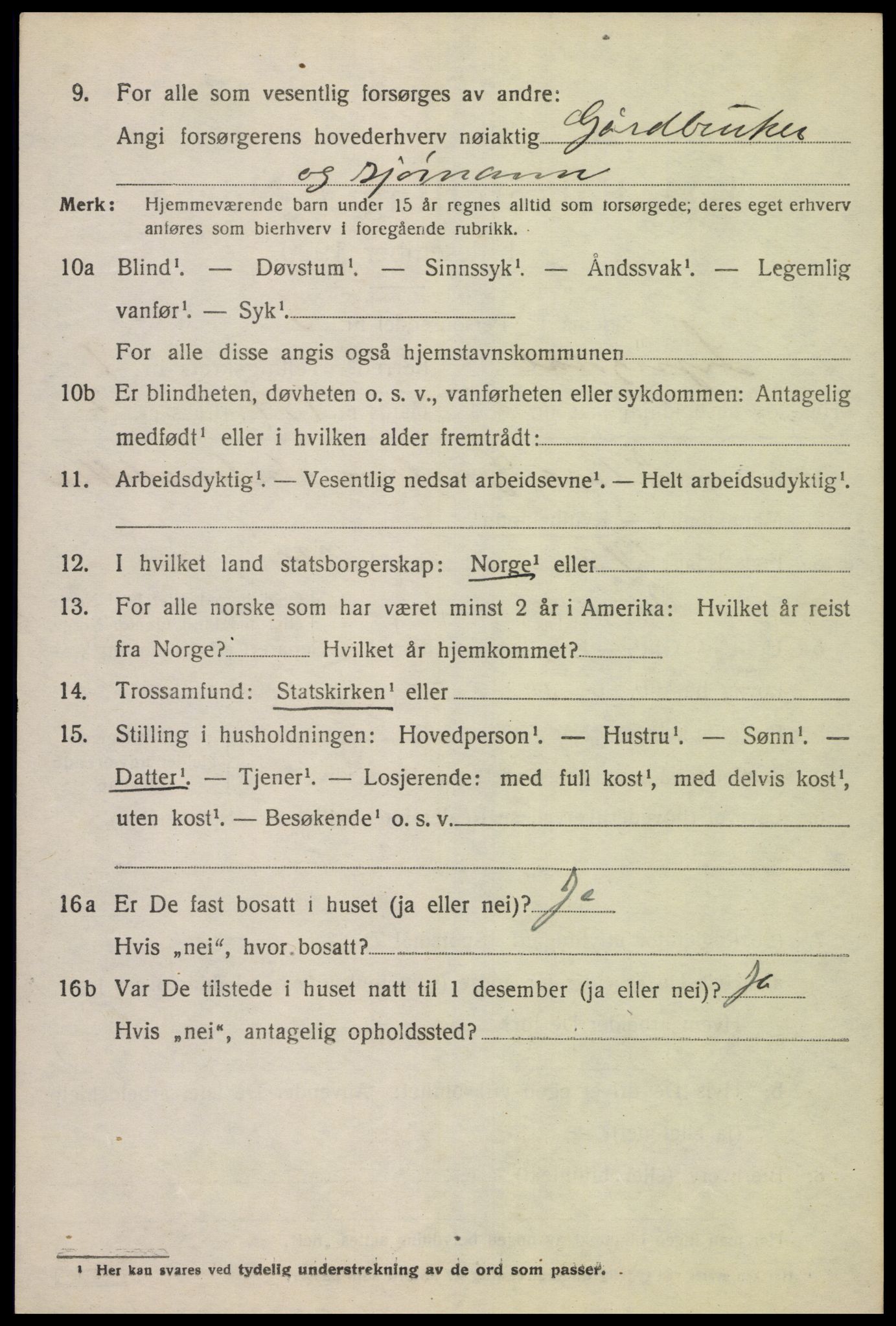 SAK, 1920 census for Lyngdal, 1920, p. 4870