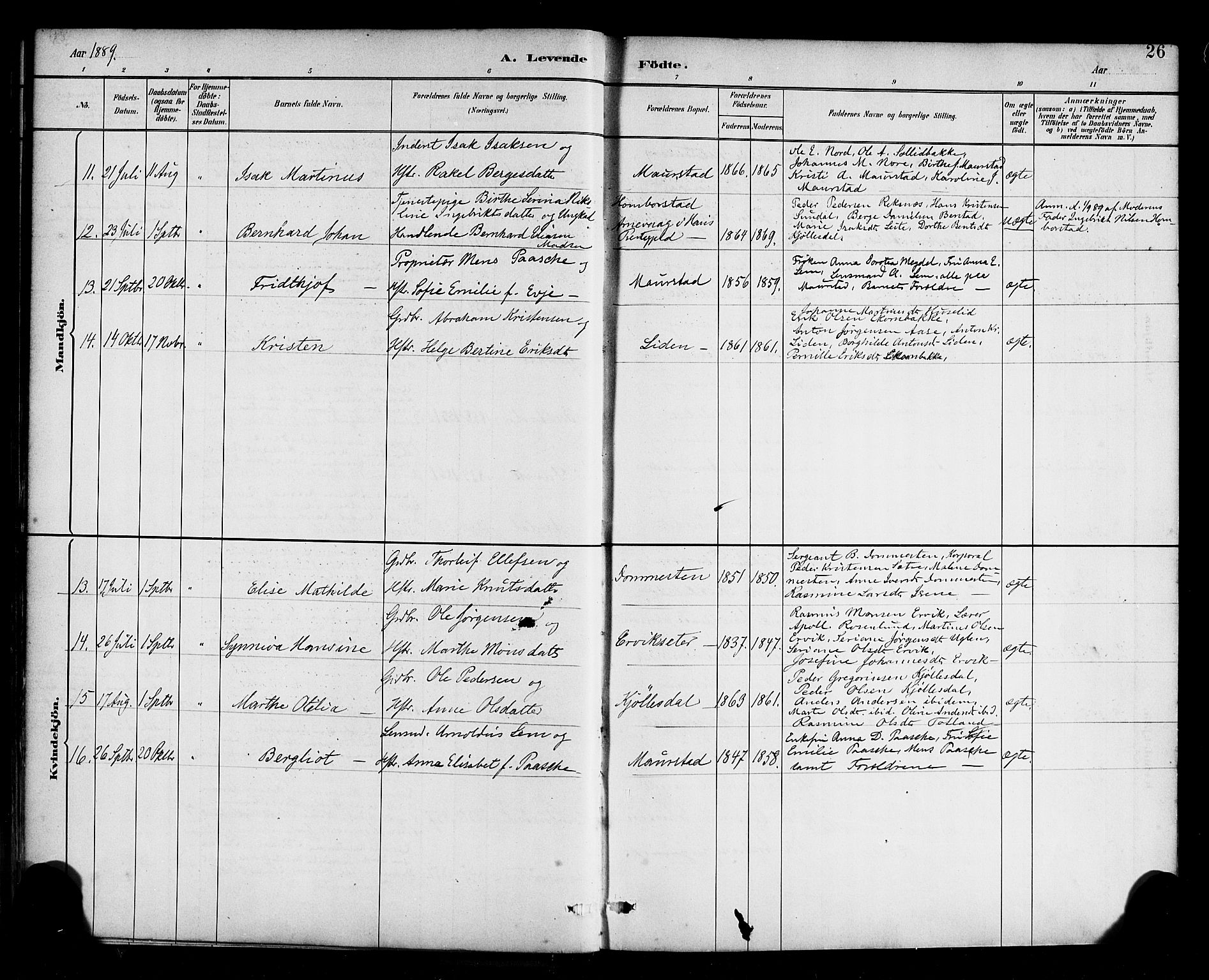 Davik sokneprestembete, AV/SAB-A-79701/H/Haa/Haab/L0001: Parish register (official) no. B 1, 1882-1900, p. 26