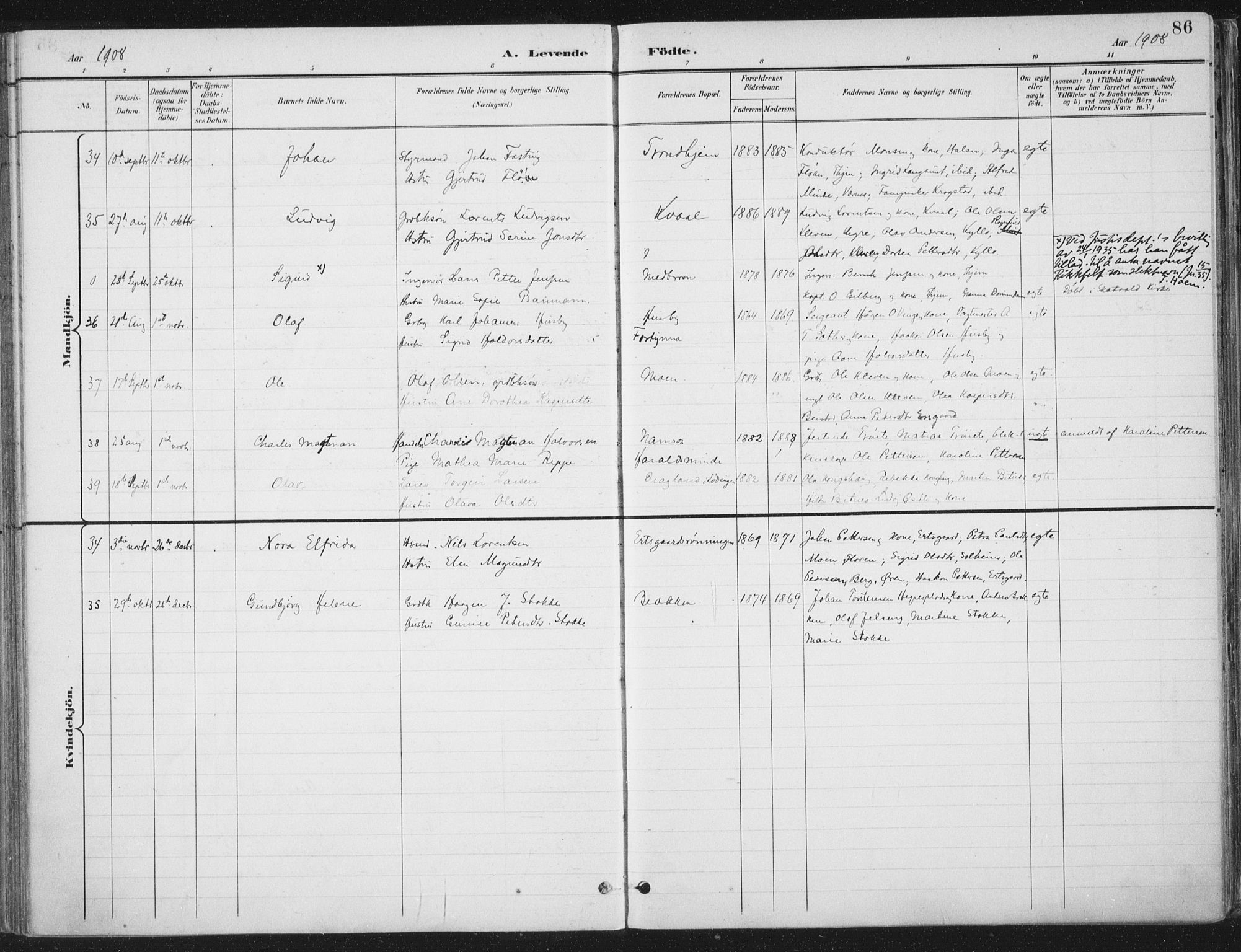 Ministerialprotokoller, klokkerbøker og fødselsregistre - Nord-Trøndelag, AV/SAT-A-1458/709/L0082: Parish register (official) no. 709A22, 1896-1916, p. 86