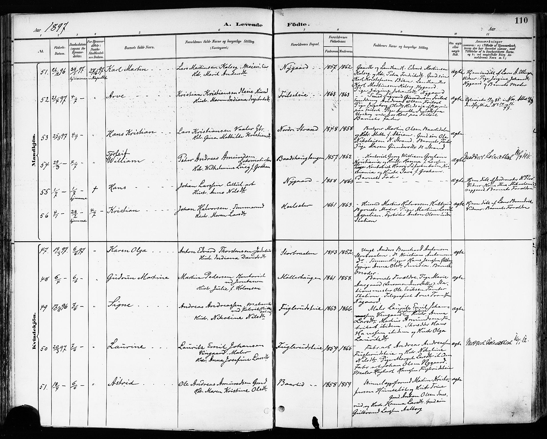 Eidsvoll prestekontor Kirkebøker, SAO/A-10888/F/Fa/L0004: Parish register (official) no. I 4, 1891-1900, p. 110