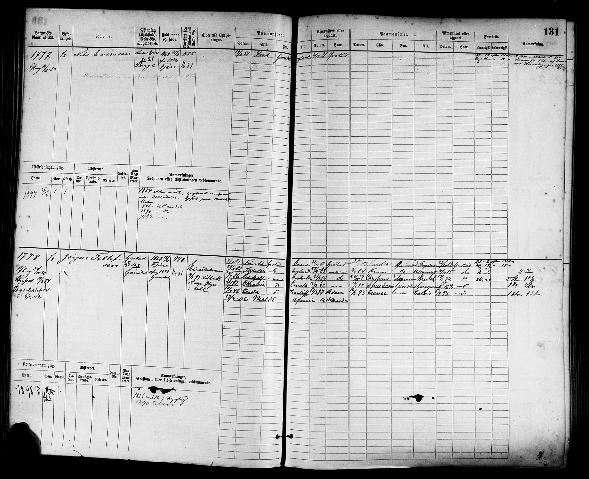 Grimstad mønstringskrets, AV/SAK-2031-0013/F/Fb/L0003: Hovedrulle nr 1517-2276, F-6, 1877-1888, p. 137