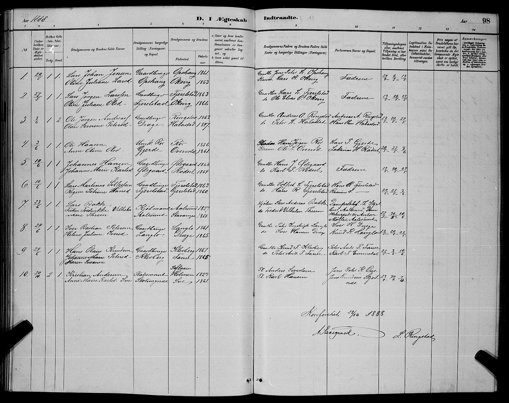 Ministerialprotokoller, klokkerbøker og fødselsregistre - Møre og Romsdal, AV/SAT-A-1454/520/L0292: Parish register (copy) no. 520C04, 1882-1901, p. 98