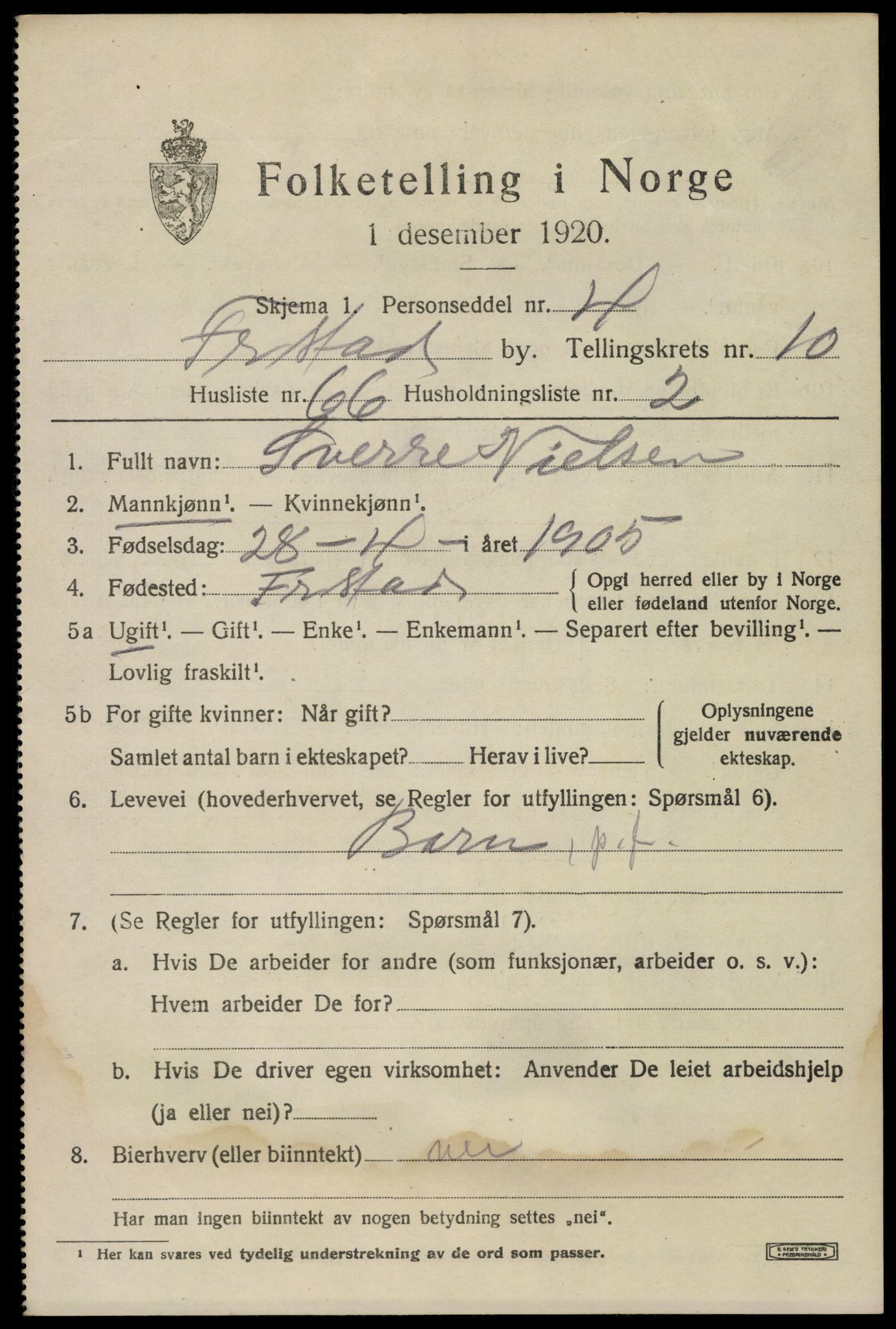SAO, 1920 census for Fredrikstad, 1920, p. 27979