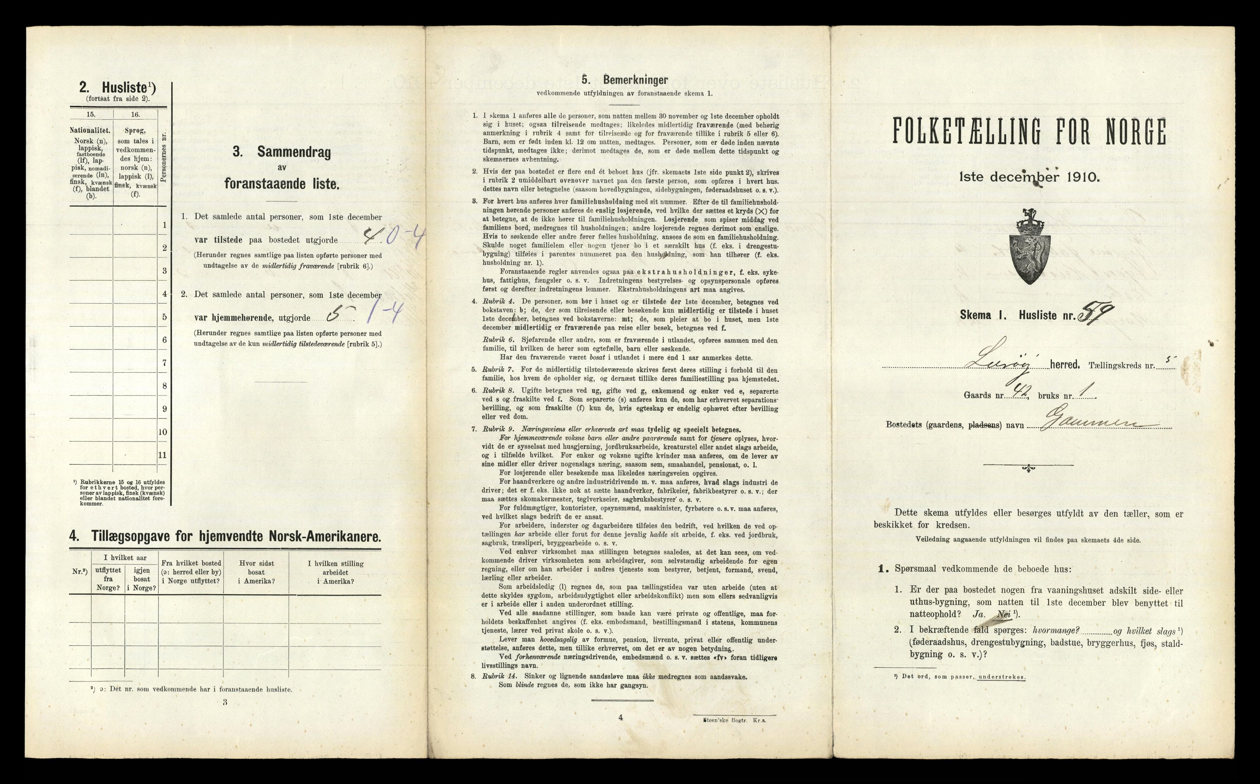 RA, 1910 census for Lurøy, 1910, p. 666