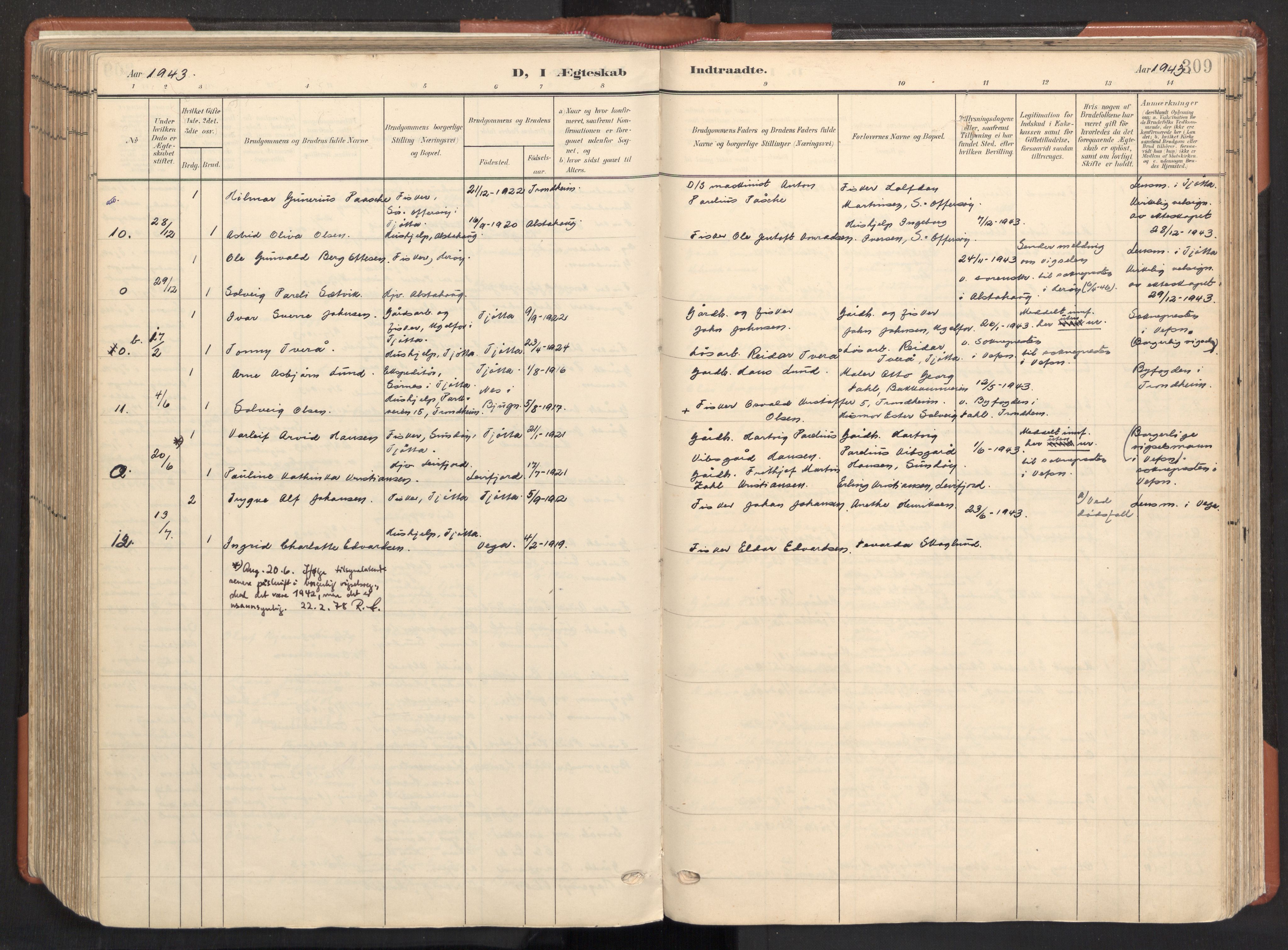 Ministerialprotokoller, klokkerbøker og fødselsregistre - Nordland, AV/SAT-A-1459/817/L0265: Parish register (official) no. 817A05, 1908-1944, p. 309