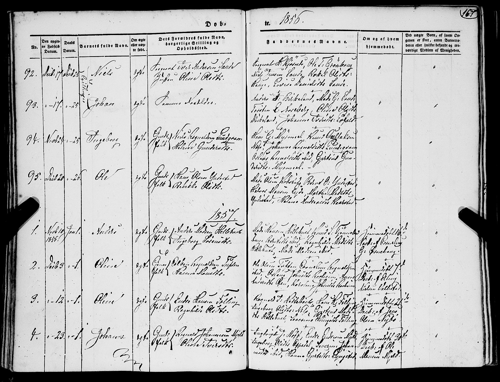 Gaular sokneprestembete, AV/SAB-A-80001/H/Haa: Parish register (official) no. A 4I, 1840-1859, p. 167