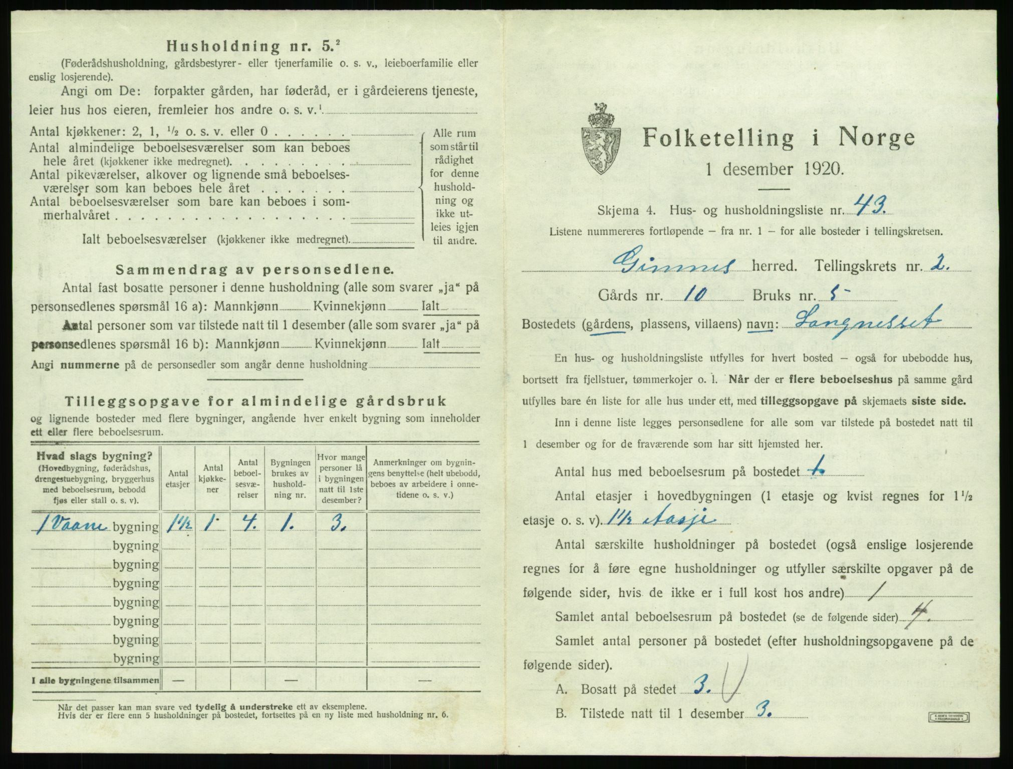 SAT, 1920 census for Gjemnes, 1920, p. 185