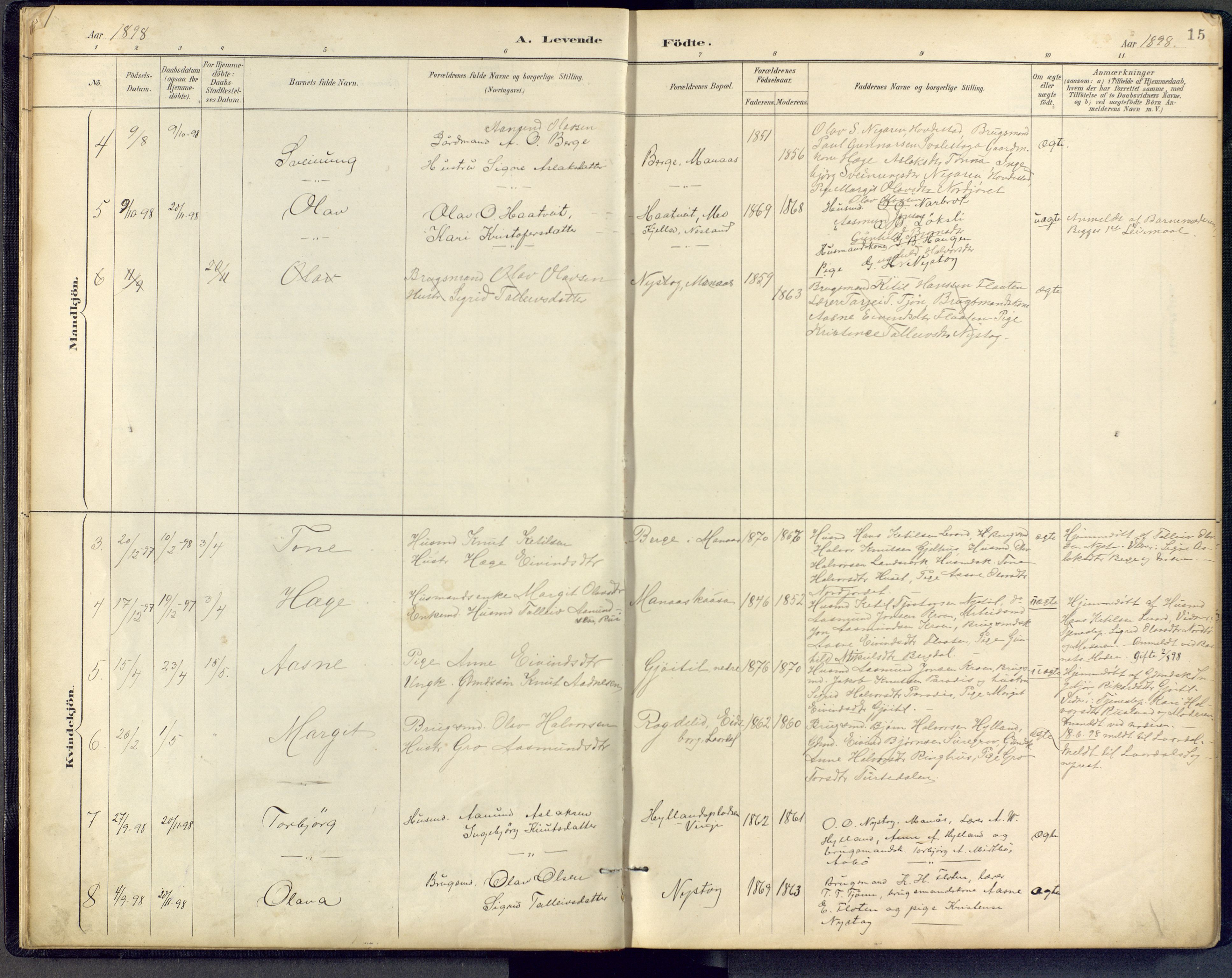 Vinje kirkebøker, SAKO/A-312/F/Fb/L0002: Parish register (official) no. II 2, 1887-1925, p. 15