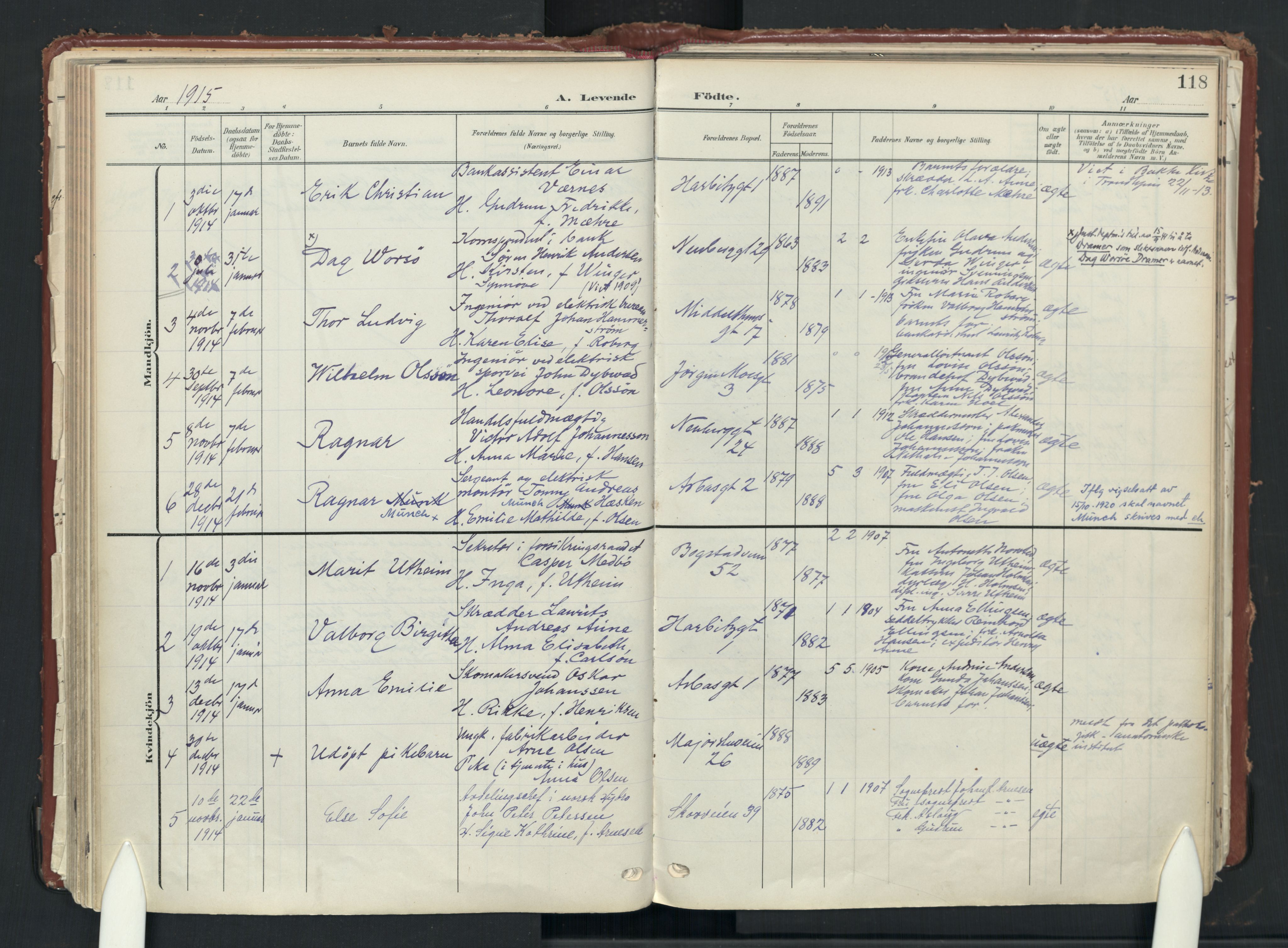 Uranienborg prestekontor Kirkebøker, AV/SAO-A-10877/F/Fa/L0010: Parish register (official) no. I 10, 1907-1928, p. 118