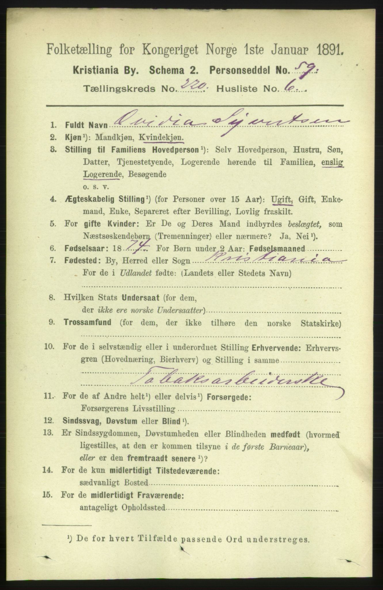 RA, 1891 census for 0301 Kristiania, 1891, p. 130851
