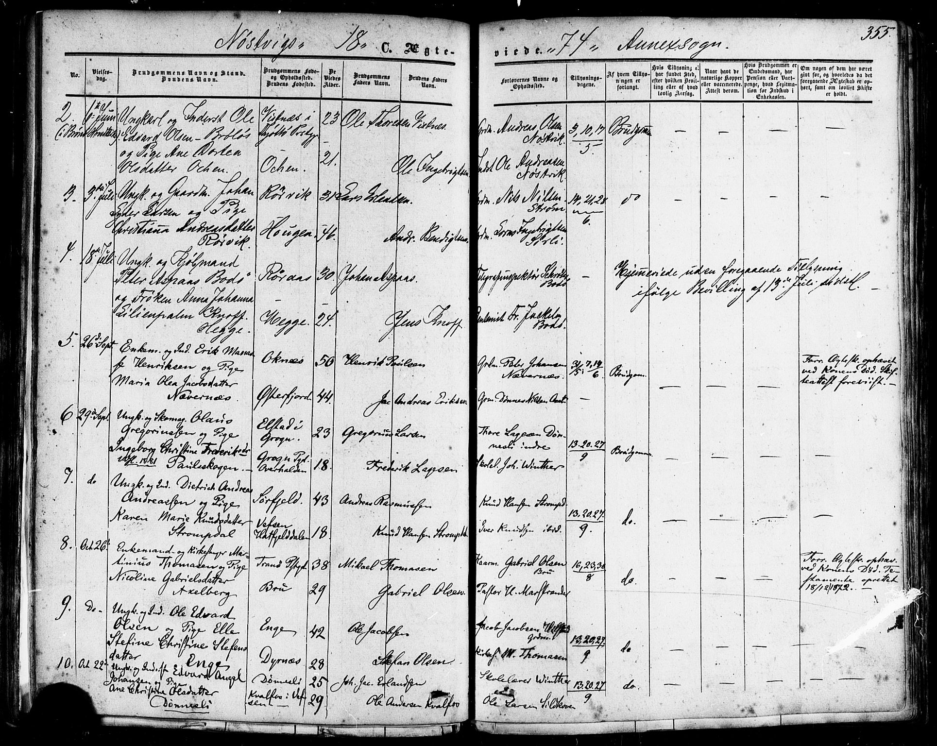 Ministerialprotokoller, klokkerbøker og fødselsregistre - Nordland, SAT/A-1459/814/L0224: Parish register (official) no. 814A05, 1834-1874, p. 355