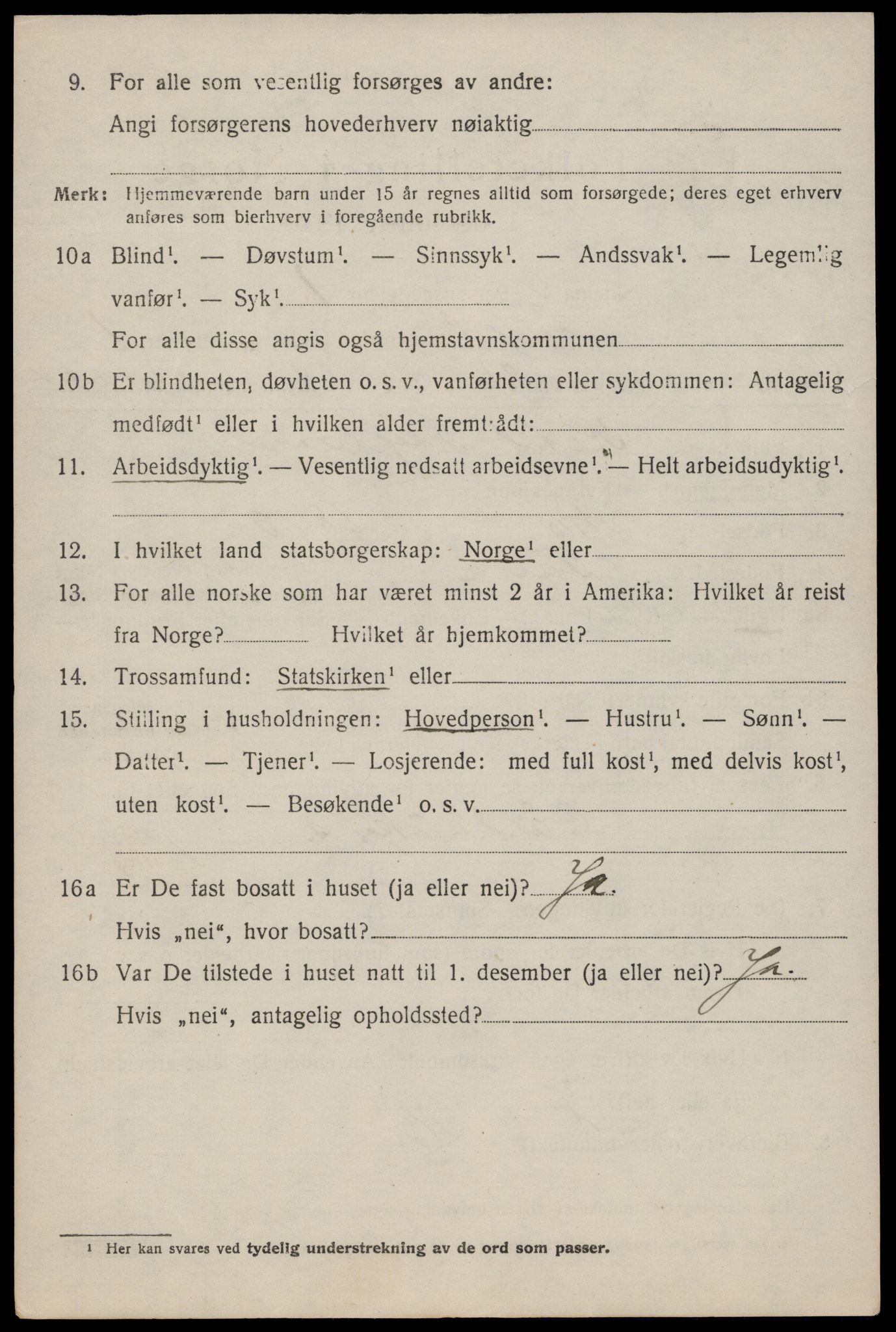 SAST, 1920 census for Lund, 1920, p. 991