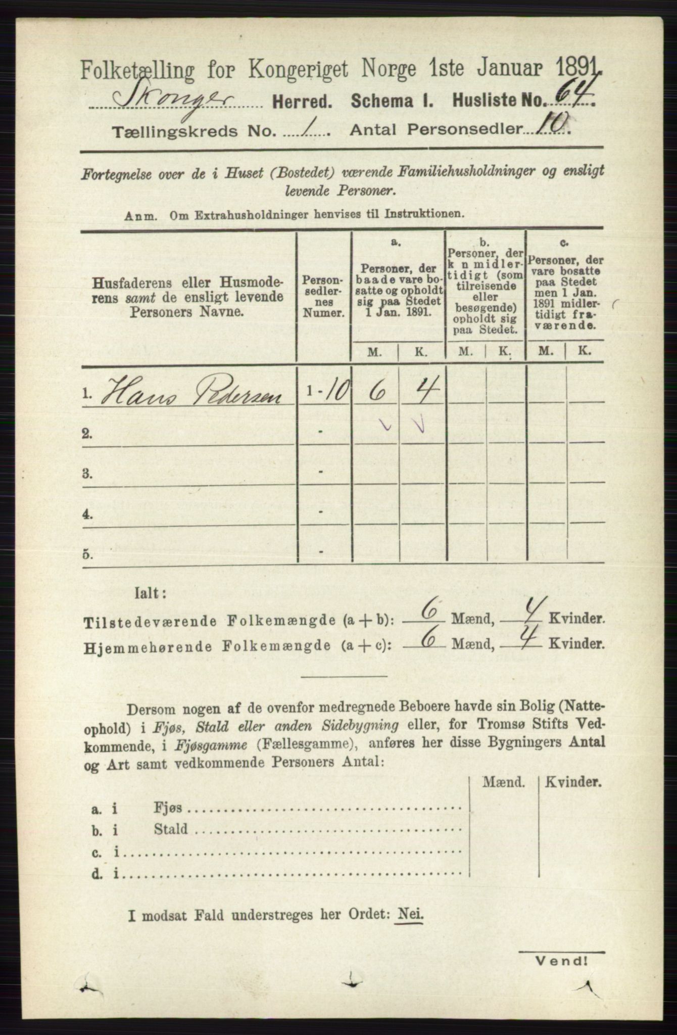 RA, 1891 census for 0712 Skoger, 1891, p. 86