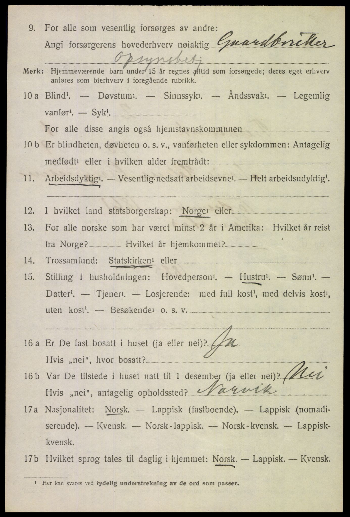 SAT, 1920 census for Tjeldsund, 1920, p. 1139