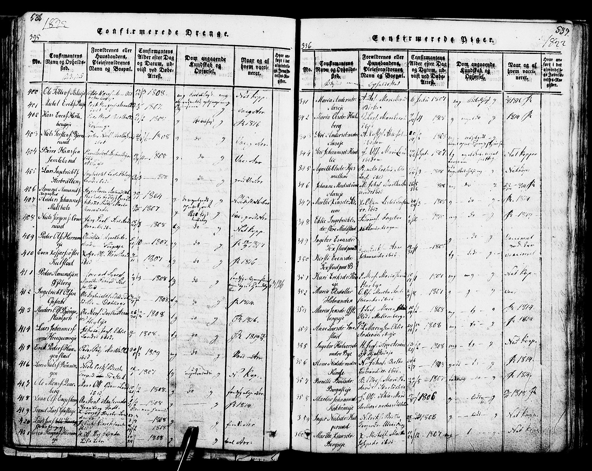 Ringsaker prestekontor, SAH/PREST-014/K/Ka/L0005: Parish register (official) no. 5, 1814-1826, p. 538-539