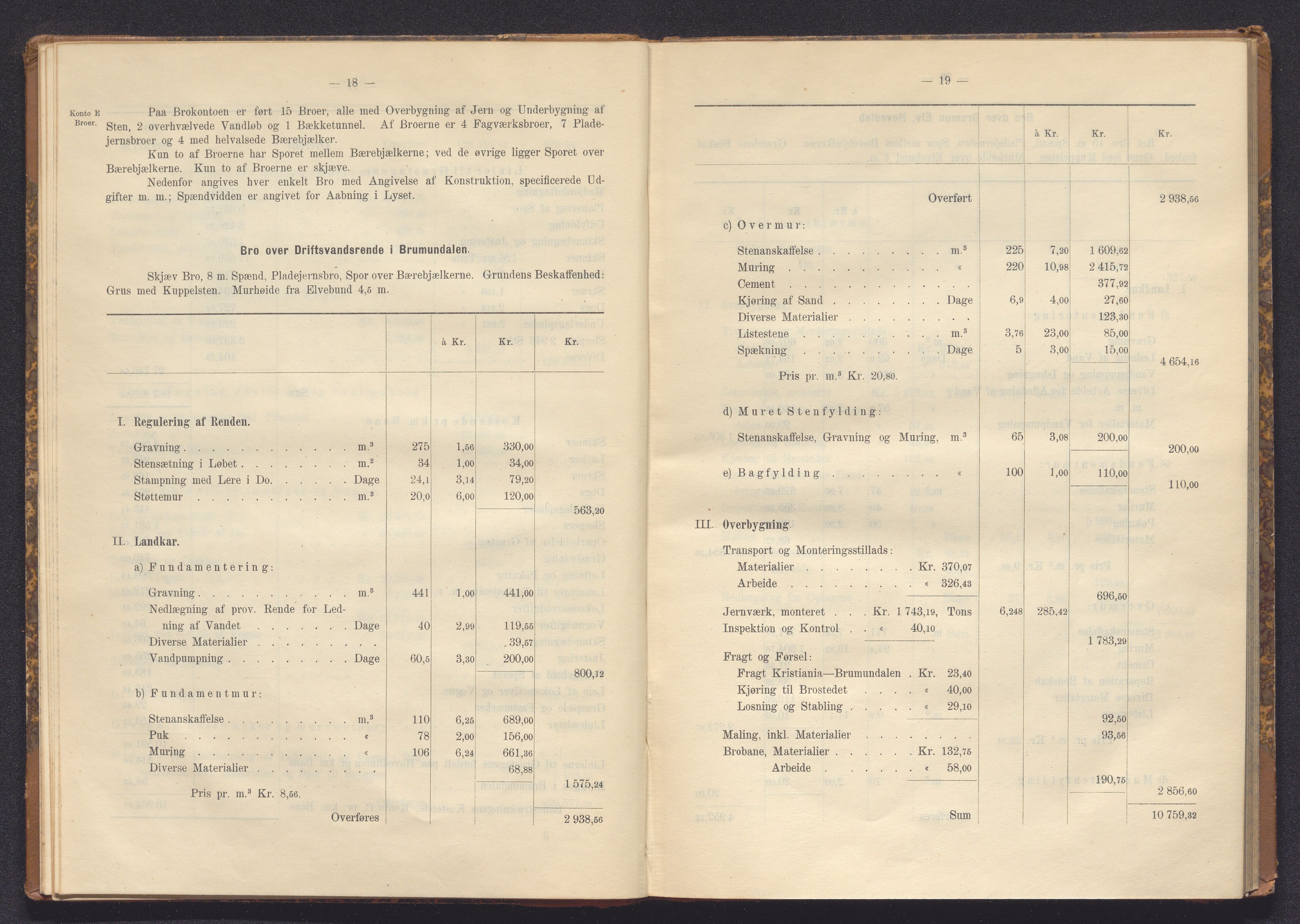 Norges Statsbaner Bibliotek (NSB), AV/SAKO-A-355/E/Ea/L0161/0006: Jernbanedrift (656.2) / Dovrebanen. Avslutningsrapport for jernbaneanlegg Hamar - Sel, 1898, p. 18-19