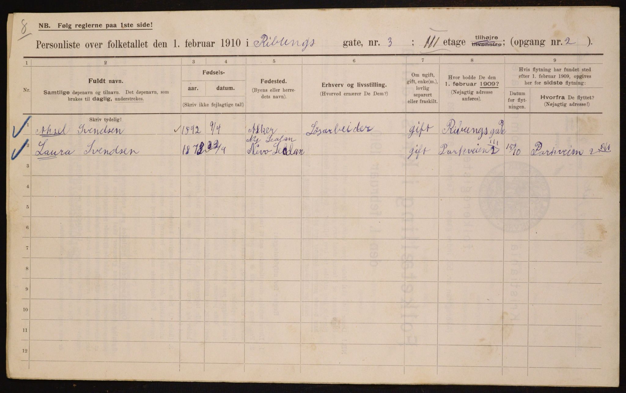 OBA, Municipal Census 1910 for Kristiania, 1910, p. 79298