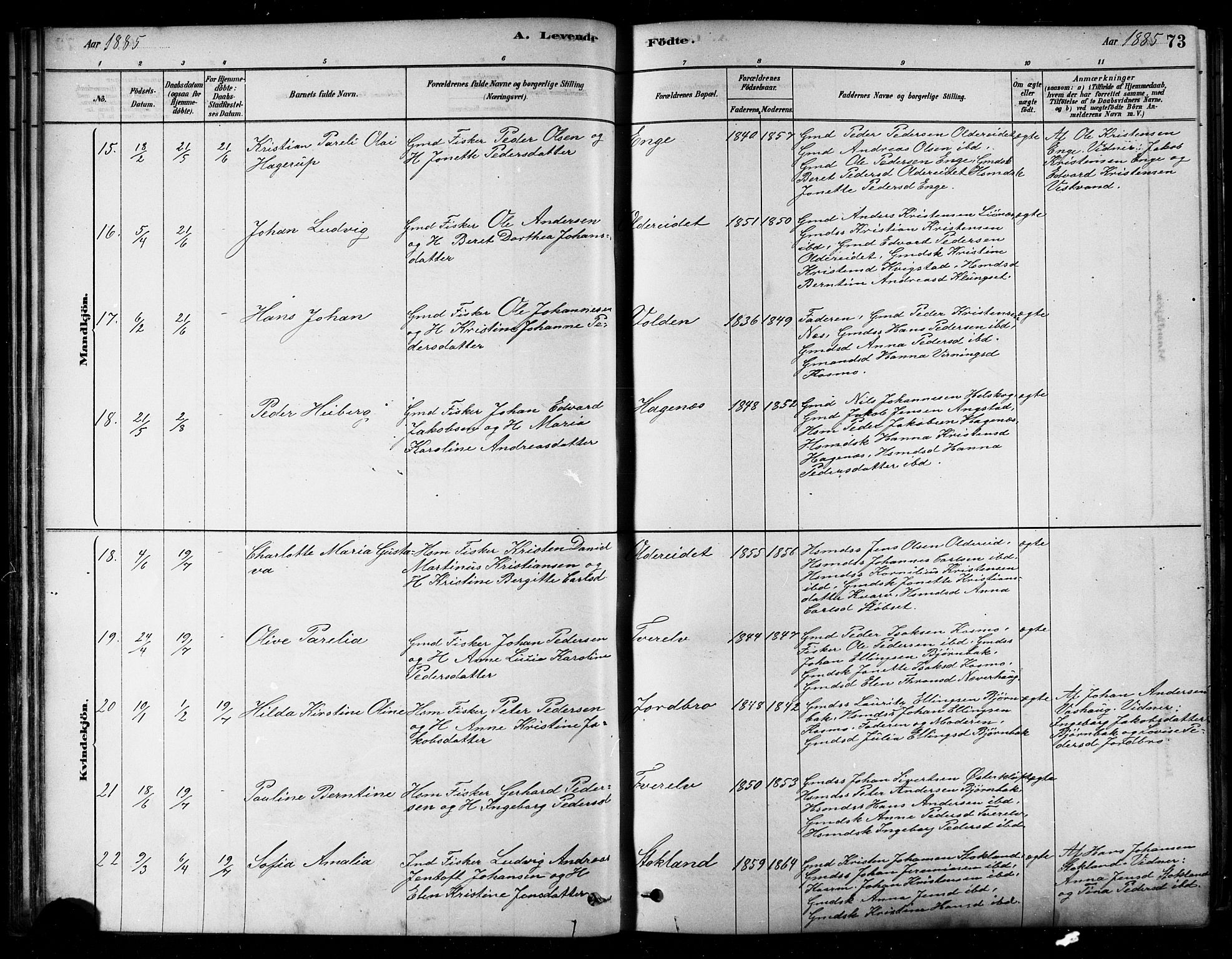 Ministerialprotokoller, klokkerbøker og fødselsregistre - Nordland, AV/SAT-A-1459/852/L0740: Parish register (official) no. 852A10, 1878-1894, p. 73