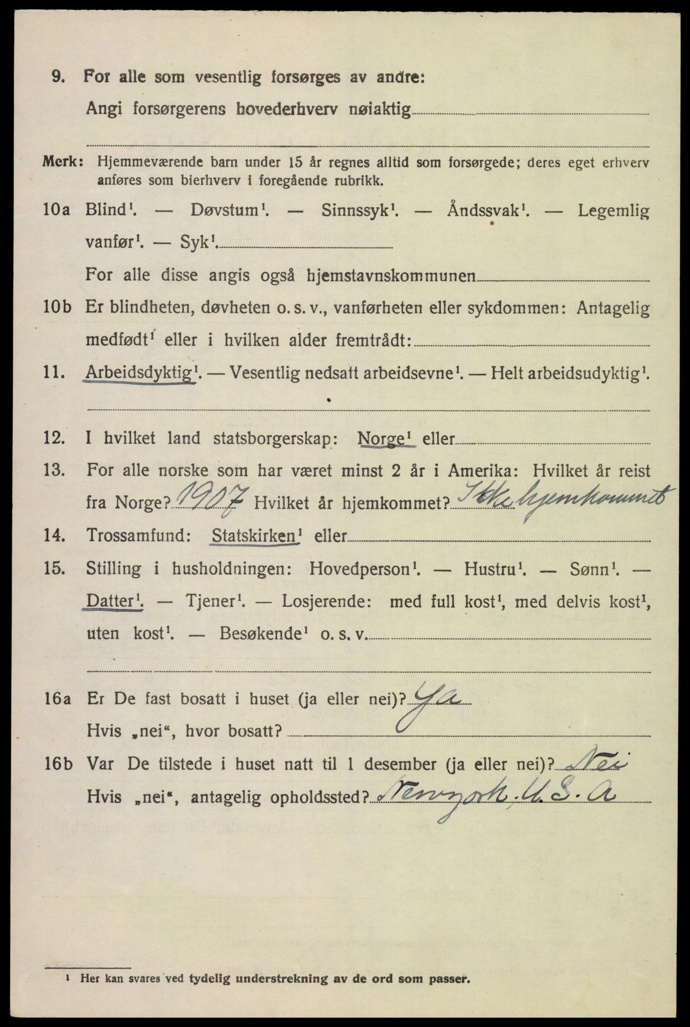 SAK, 1920 census for Lyngdal, 1920, p. 6000