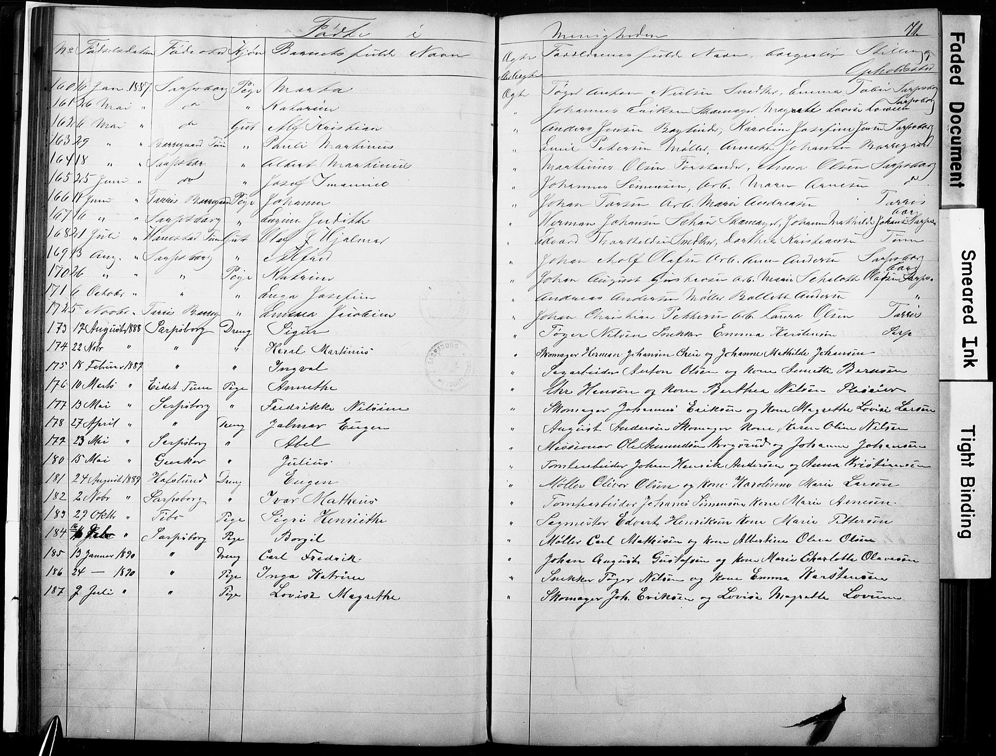 Sarpsborg metodistkirke, SAO/PAO-0233/A/L0002: Dissenter register no. 2, 1856-1890, p. 71