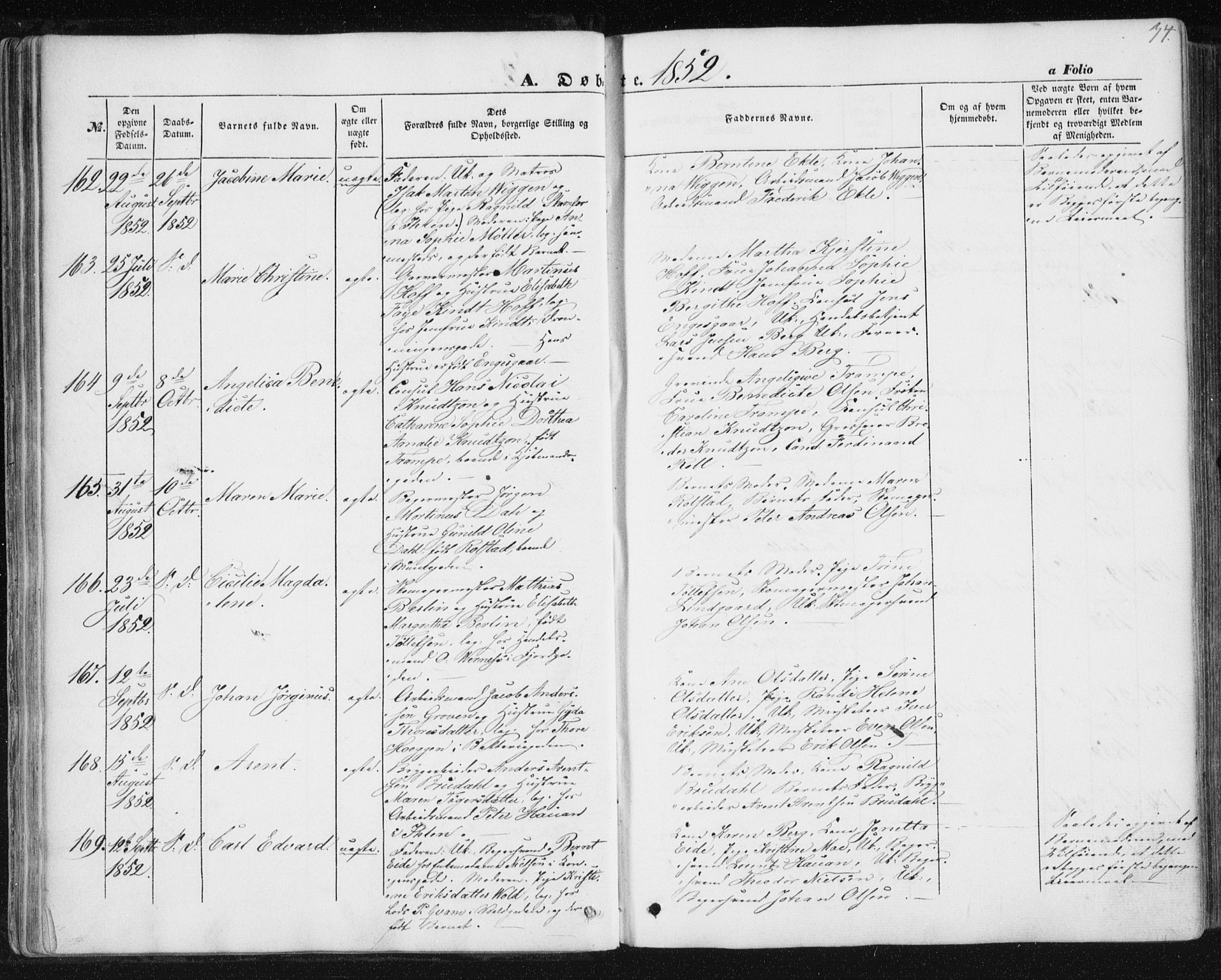 Ministerialprotokoller, klokkerbøker og fødselsregistre - Sør-Trøndelag, AV/SAT-A-1456/602/L0112: Parish register (official) no. 602A10, 1848-1859, p. 34