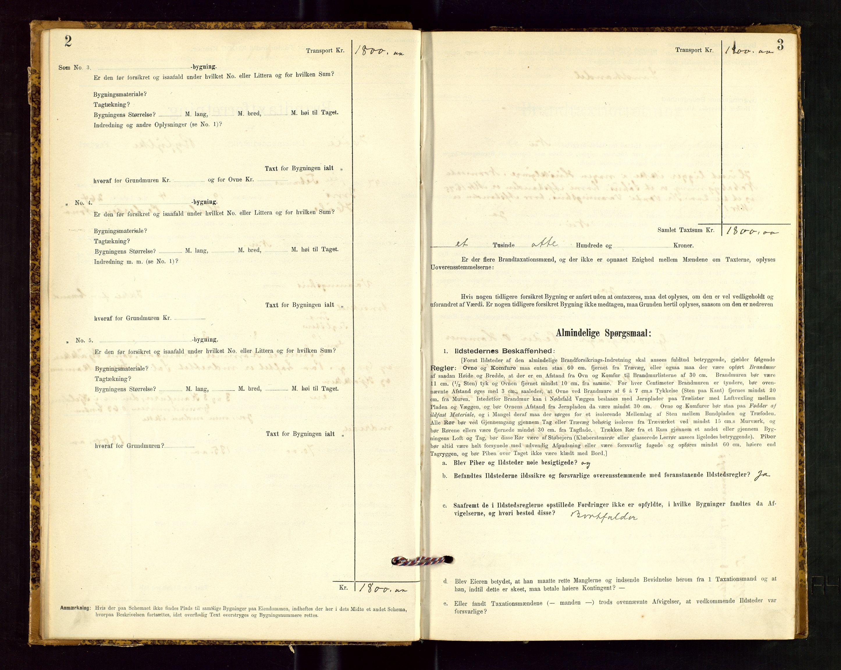 Høle og Forsand lensmannskontor, AV/SAST-A-100127/Gob/L0001: "Brandtaxtprotokol" - skjematakst, 1897-1940, p. 2-3