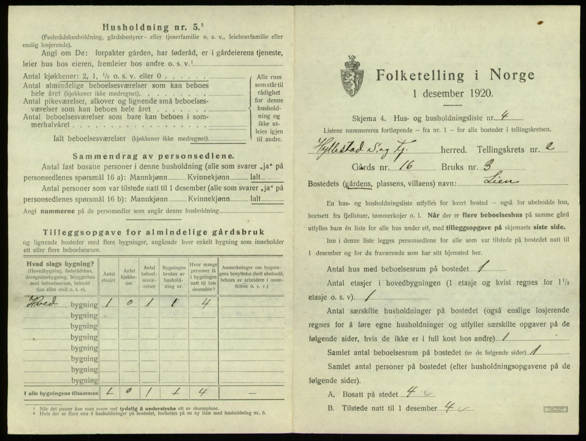 SAB, 1920 census for Hyllestad, 1920, p. 136