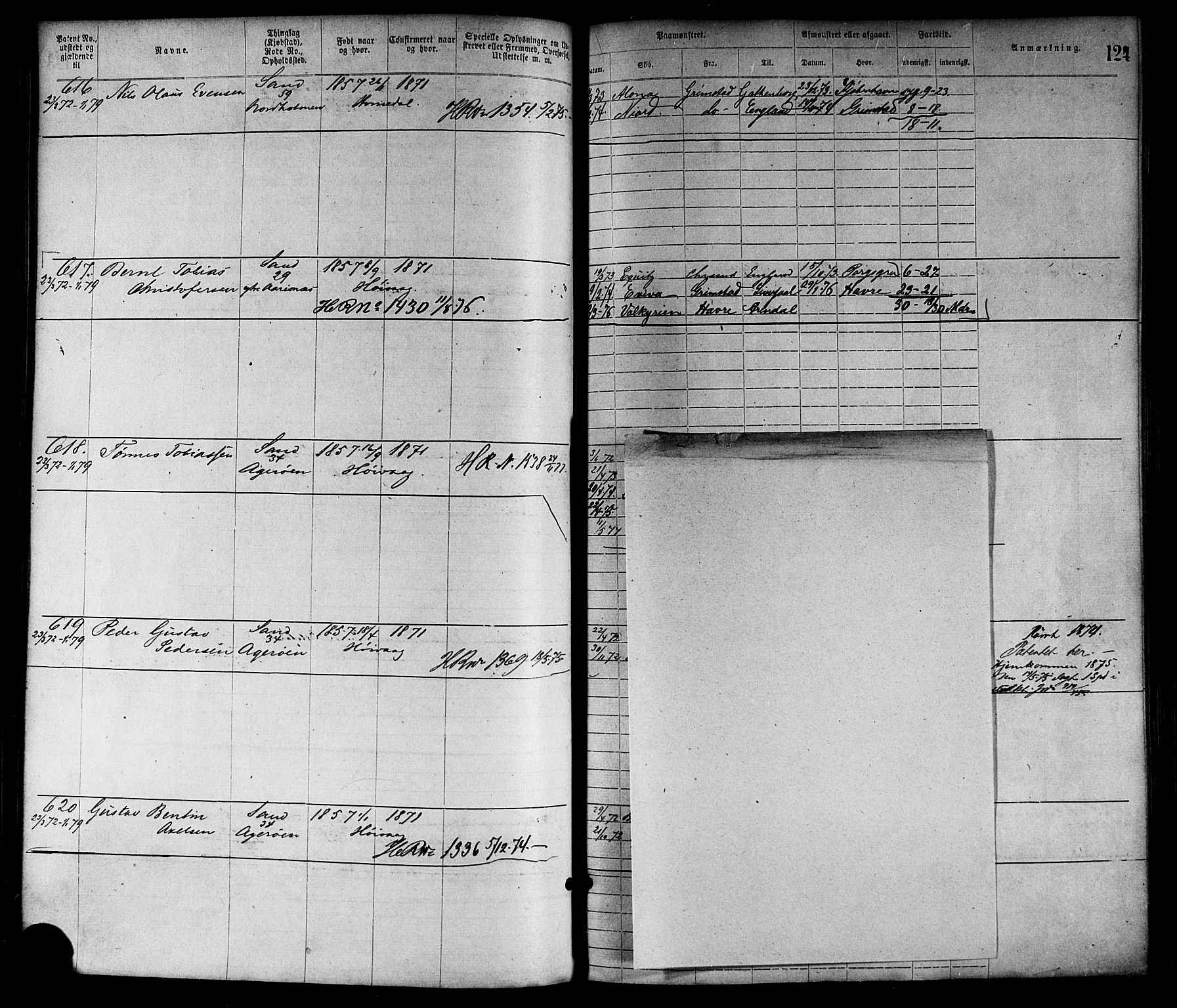 Lillesand mønstringskrets, SAK/2031-0014/F/Fa/L0004: Annotasjonsrulle nr 1-1920 med register, G-1, 1869-1891, p. 148