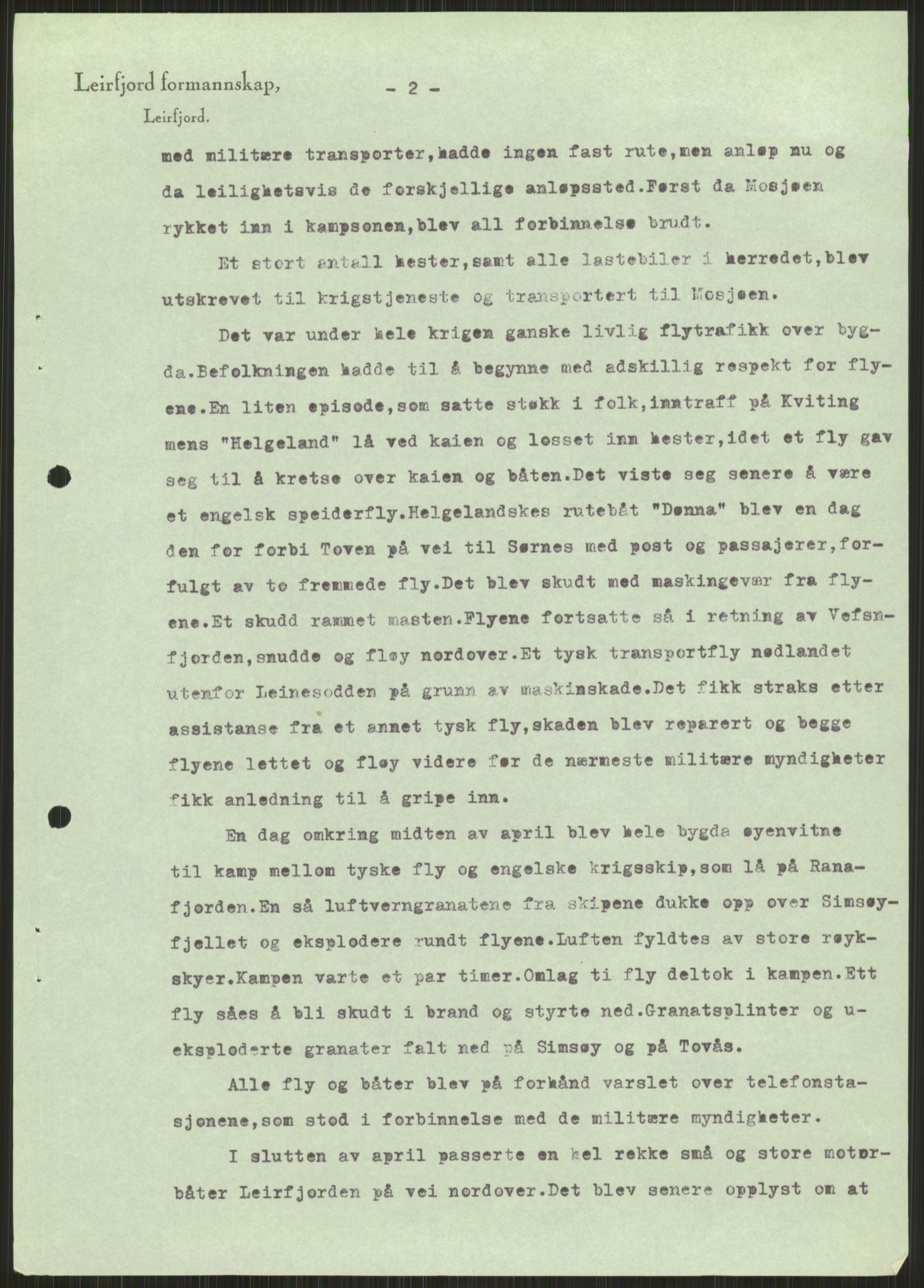 Forsvaret, Forsvarets krigshistoriske avdeling, AV/RA-RAFA-2017/Y/Ya/L0017: II-C-11-31 - Fylkesmenn.  Rapporter om krigsbegivenhetene 1940., 1940, p. 171