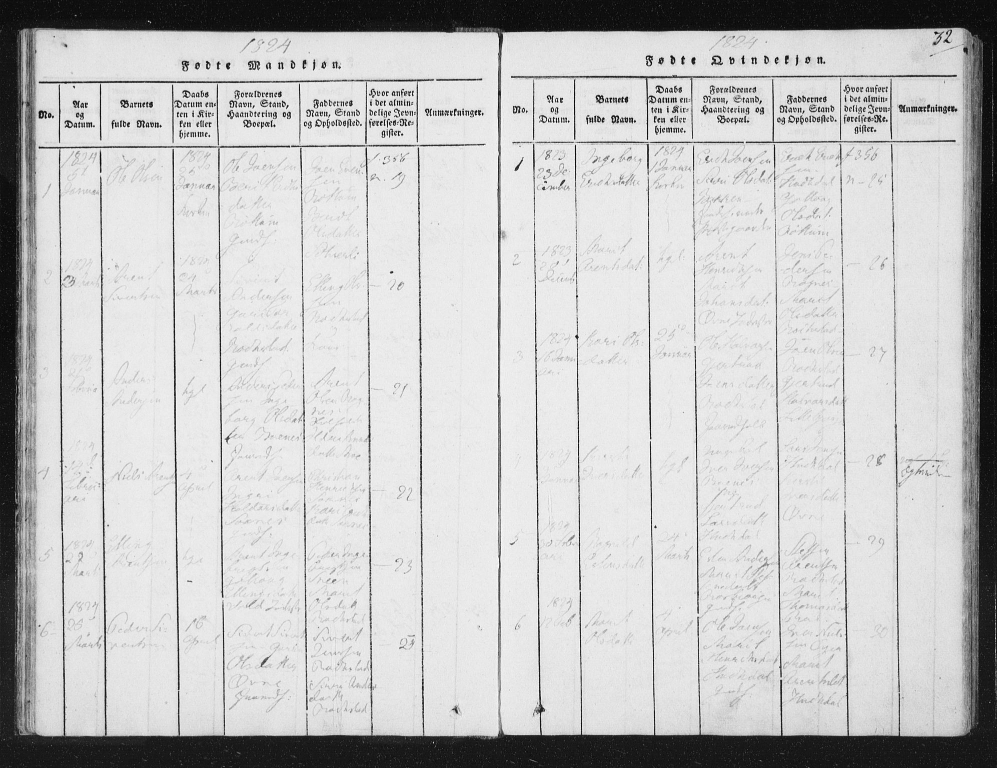 Ministerialprotokoller, klokkerbøker og fødselsregistre - Sør-Trøndelag, SAT/A-1456/687/L0996: Parish register (official) no. 687A04, 1816-1842, p. 32