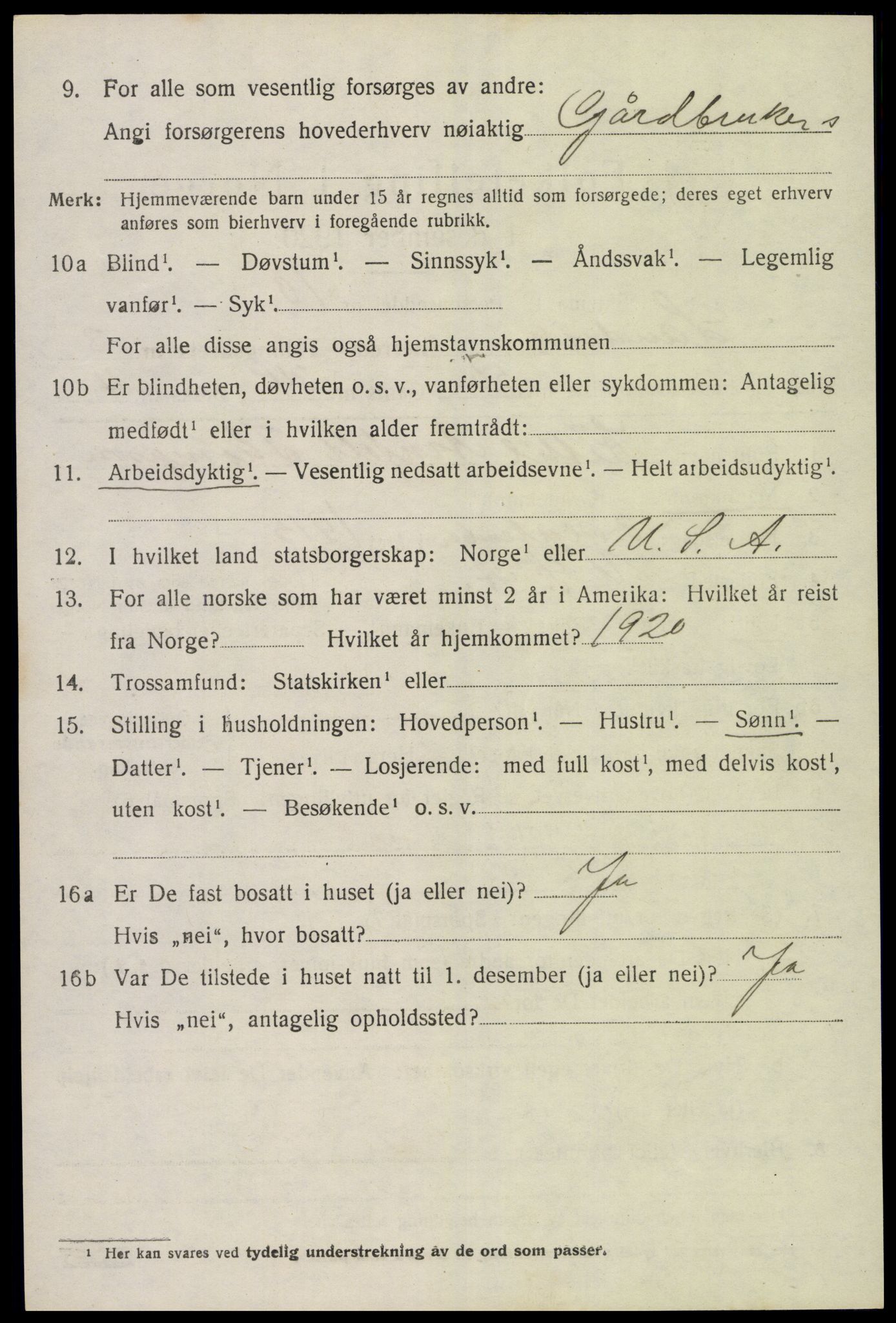 SAK, 1920 census for Landvik, 1920, p. 3451