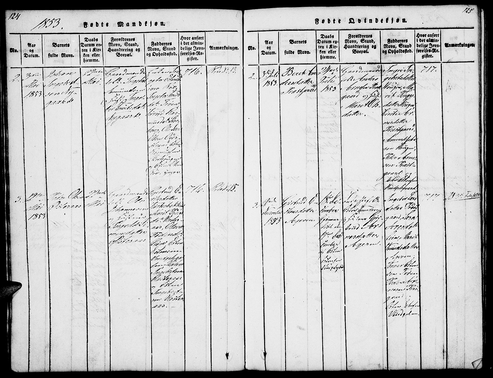 Tolga prestekontor, AV/SAH-PREST-062/L/L0003: Parish register (copy) no. 3, 1815-1862, p. 124-125