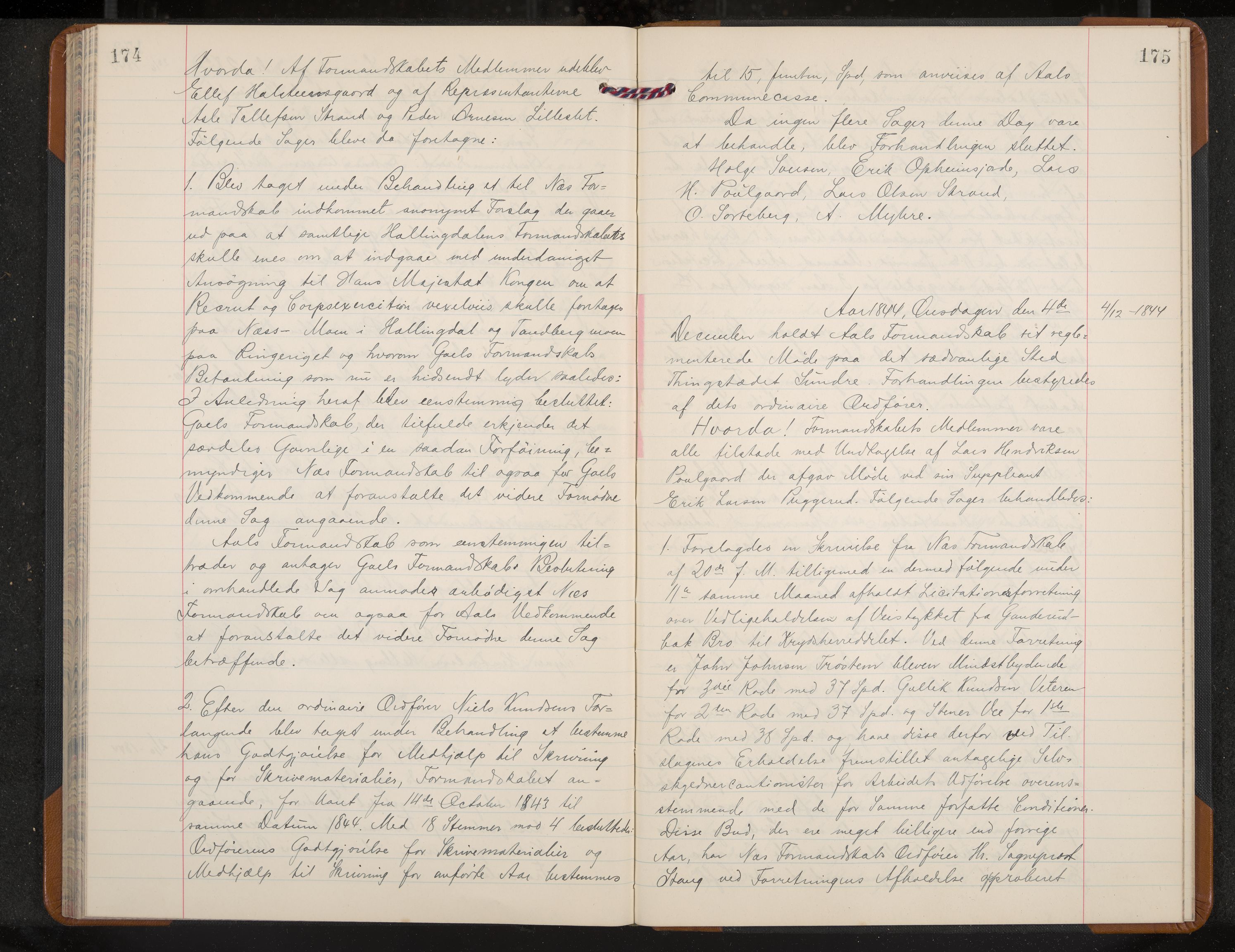 Ål formannskap og sentraladministrasjon, IKAK/0619021/A/Aa/L0001: Utskrift av møtebok, 1838-1845, p. 174-175