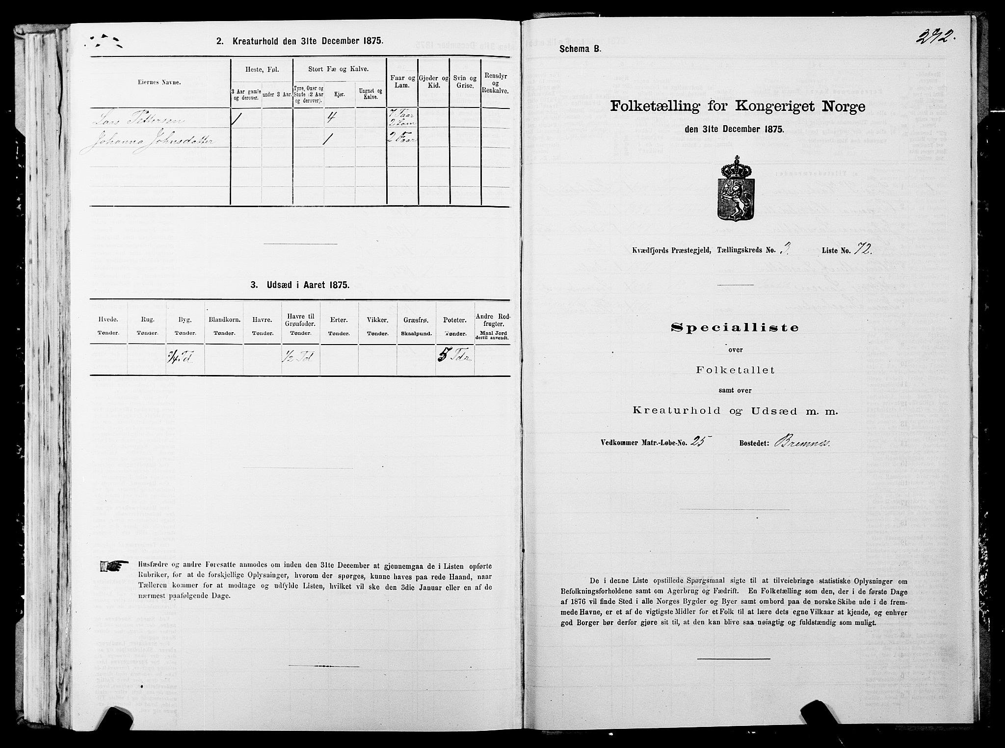 SATØ, 1875 census for 1911P Kvæfjord, 1875, p. 2292