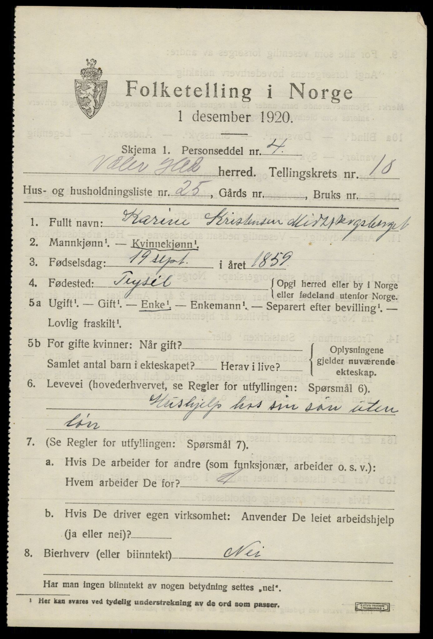 SAH, 1920 census for Våler (Hedmark), 1920, p. 10183