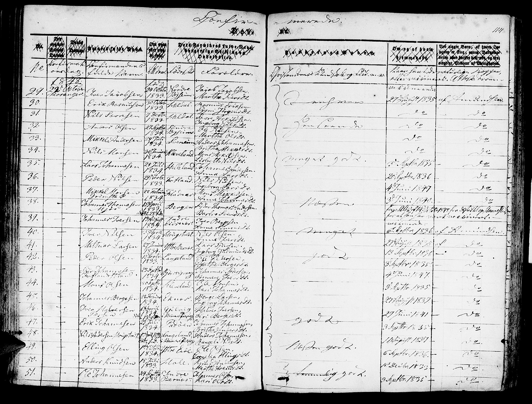 Hosanger sokneprestembete, AV/SAB-A-75801/H/Haa: Parish register (official) no. A 7, 1835-1848, p. 114