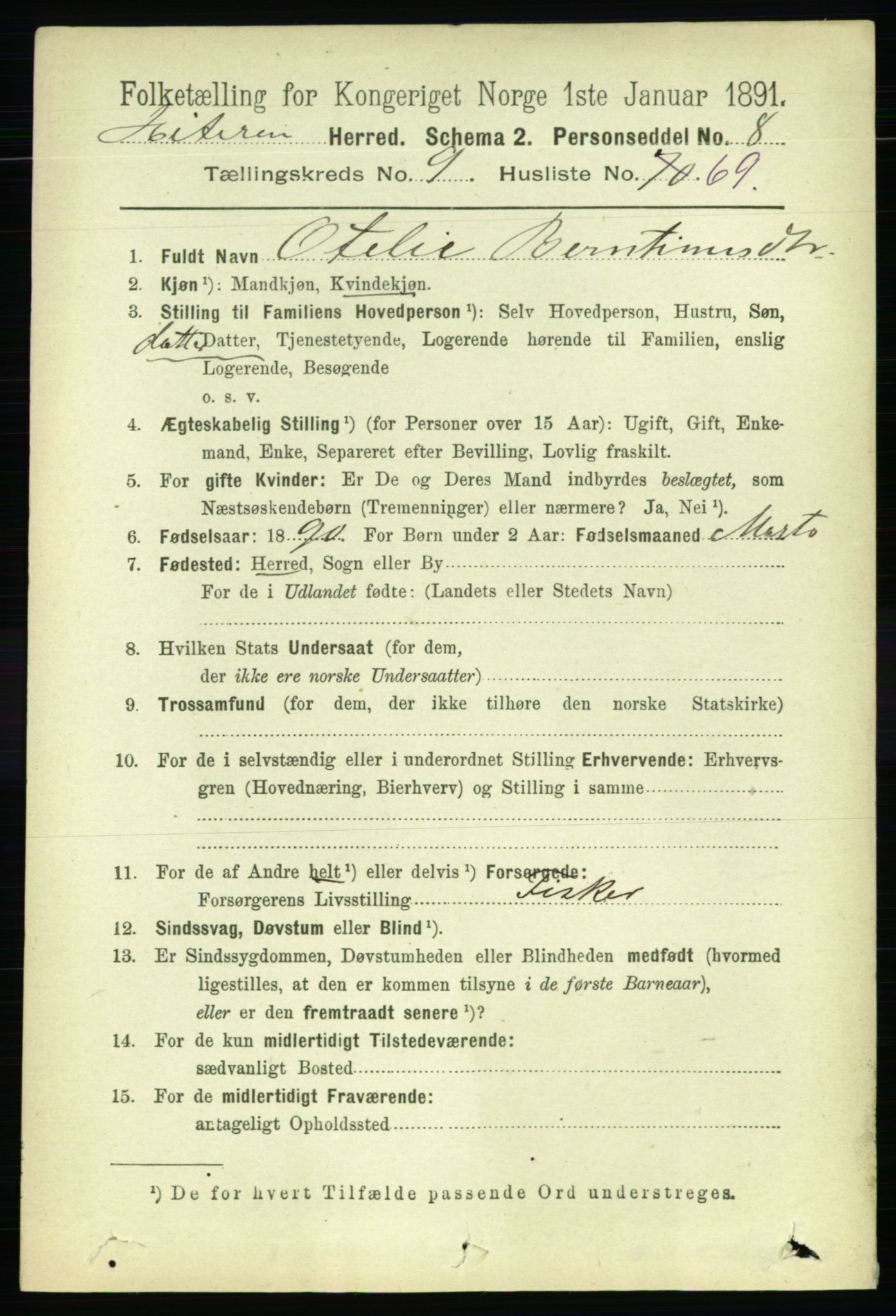 RA, 1891 census for 1617 Hitra, 1891, p. 2209