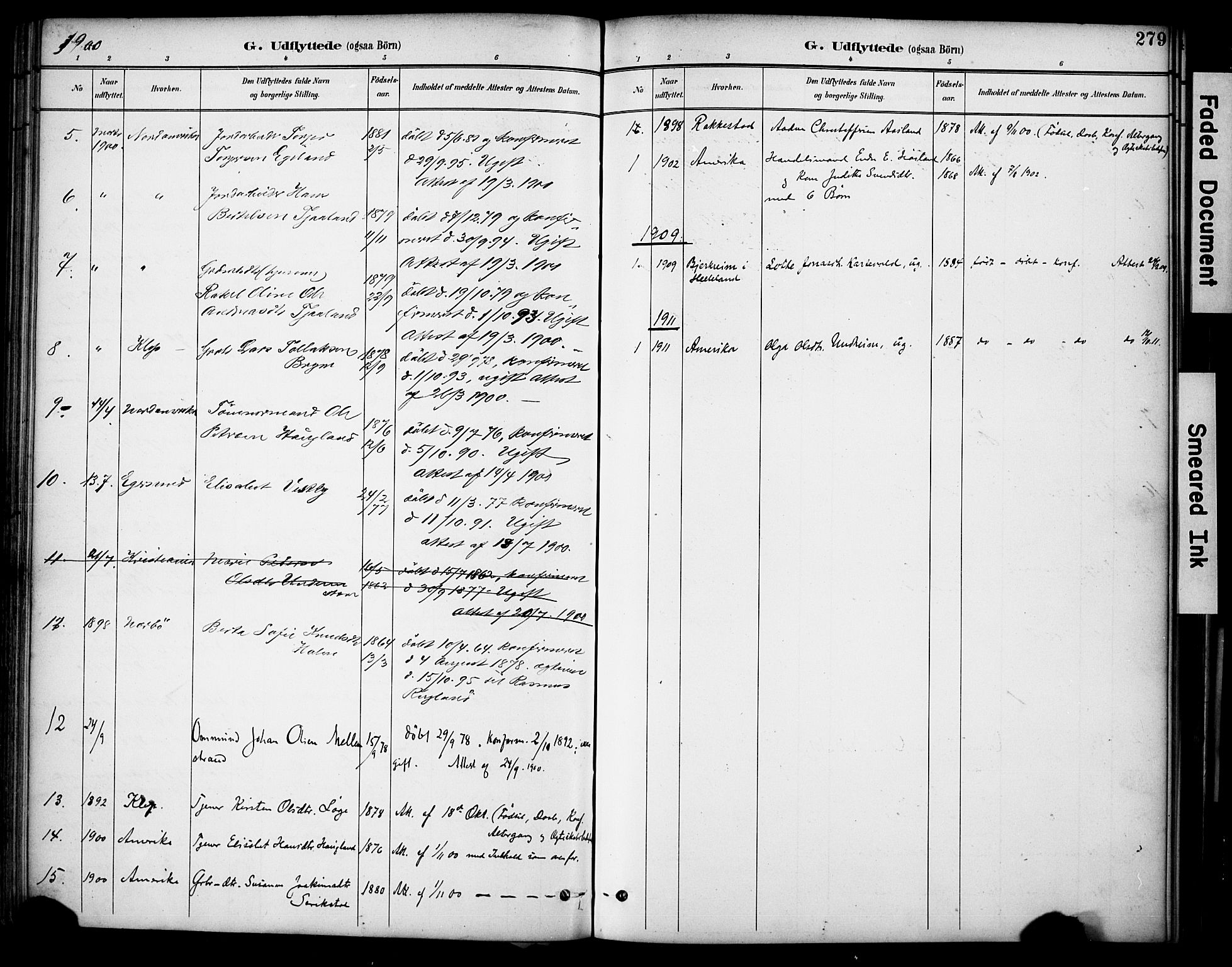 Lye sokneprestkontor, SAST/A-101794/001/30BA/L0011: Parish register (official) no. A 9, 1893-1903, p. 279