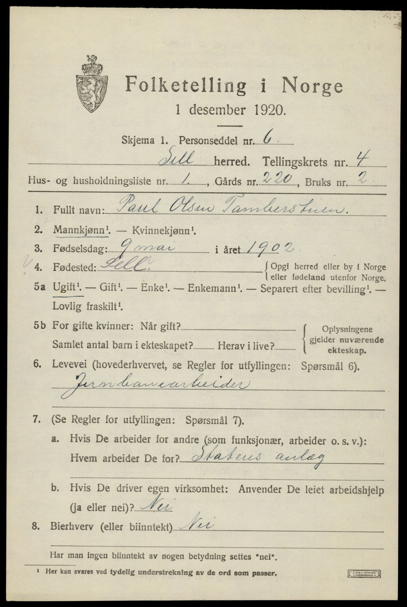 SAH, 1920 census for Sel, 1920, p. 3132