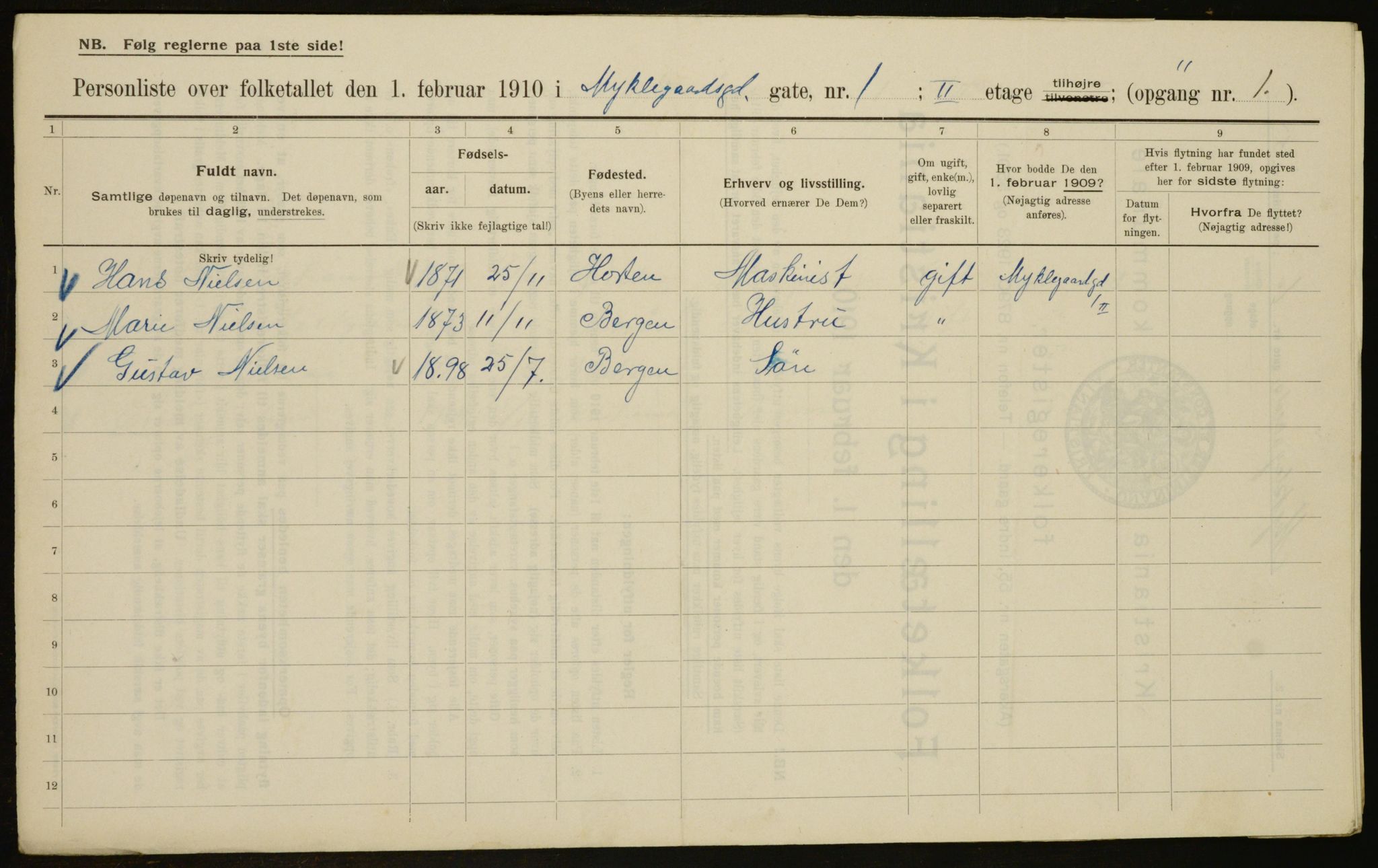 OBA, Municipal Census 1910 for Kristiania, 1910, p. 65836