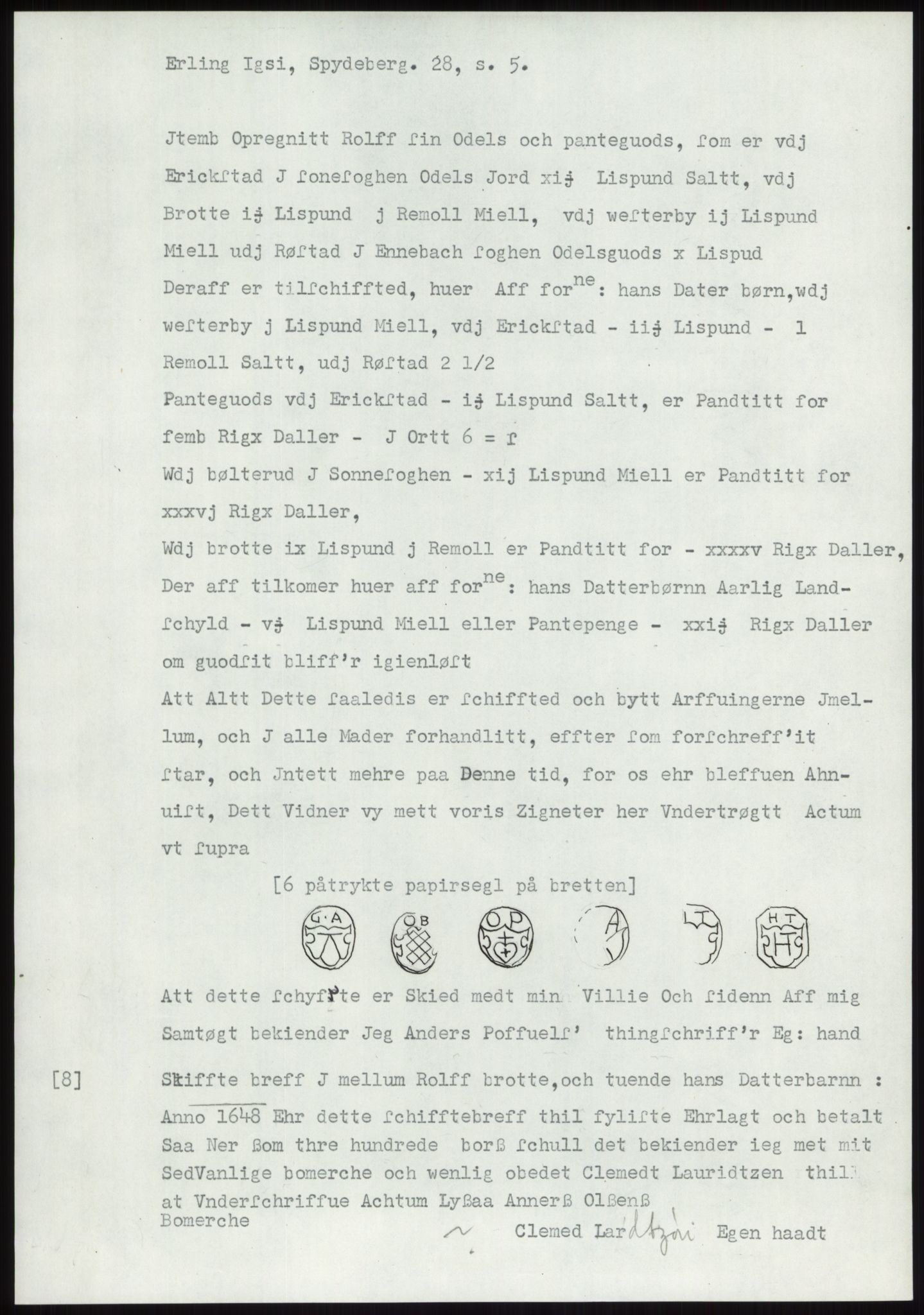 Samlinger til kildeutgivelse, Diplomavskriftsamlingen, RA/EA-4053/H/Ha, p. 401