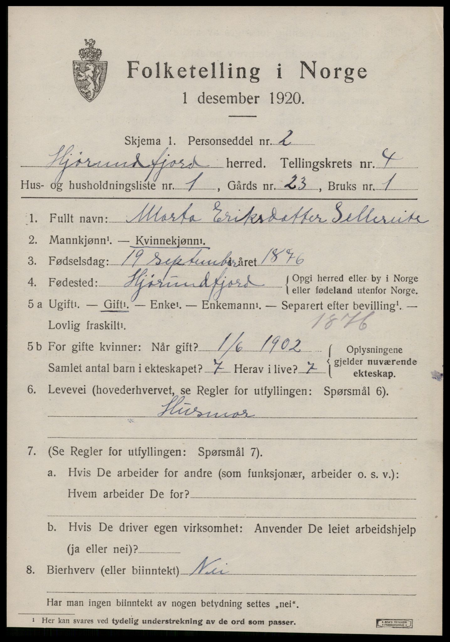 SAT, 1920 census for Hjørundfjord, 1920, p. 1465