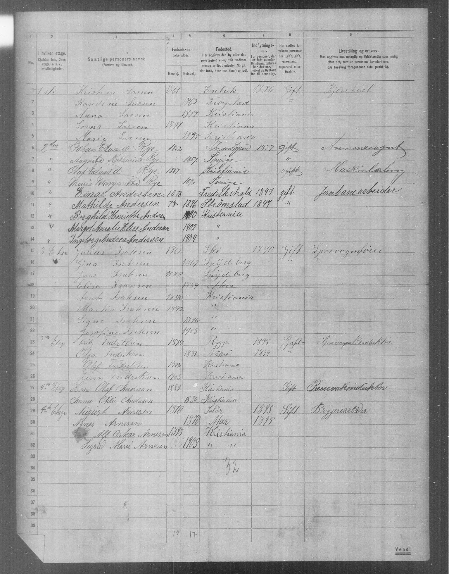 OBA, Municipal Census 1904 for Kristiania, 1904, p. 19316