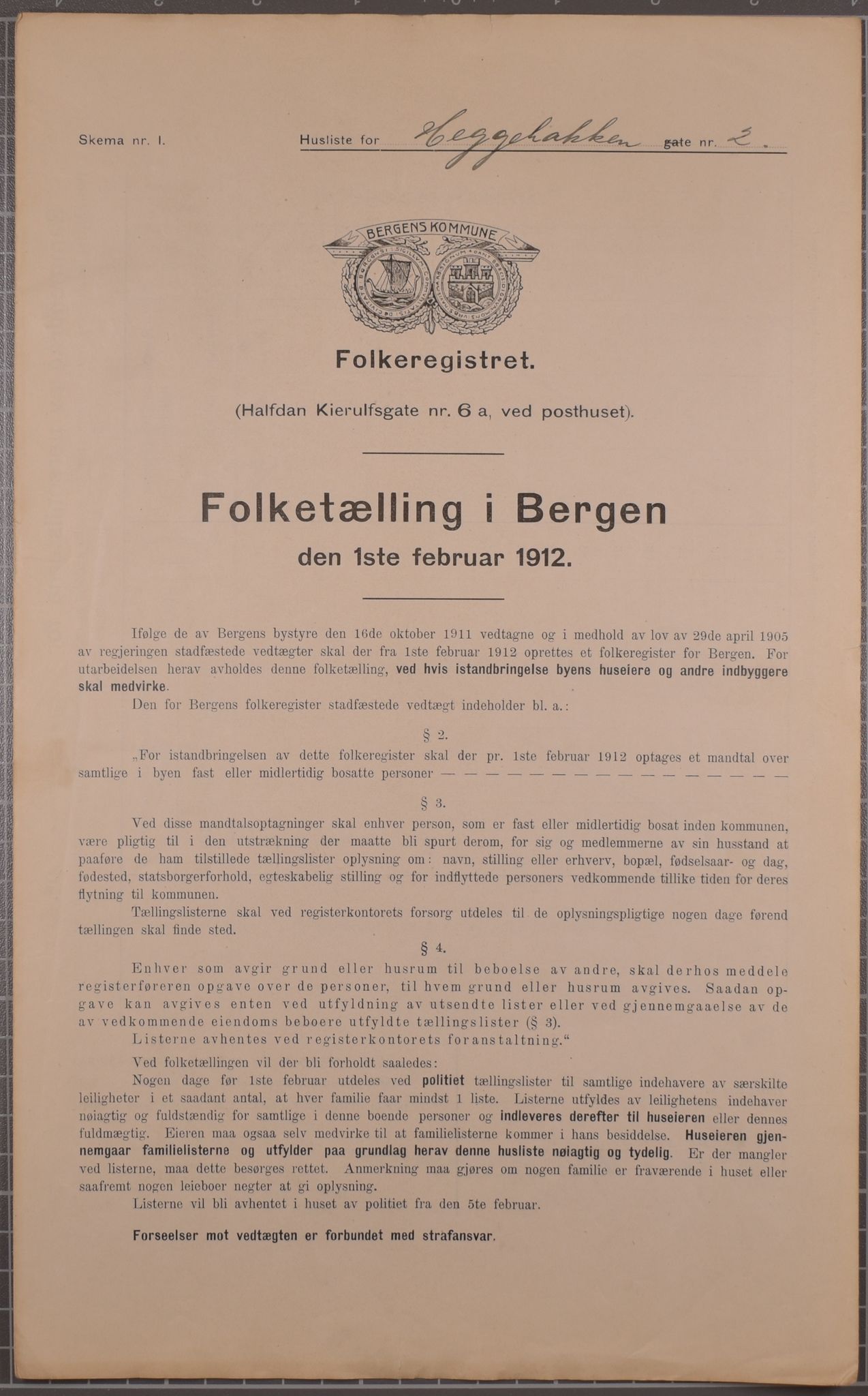 SAB, Municipal Census 1912 for Bergen, 1912, p. 1906