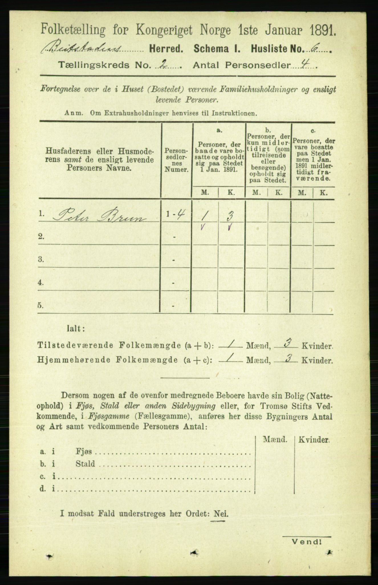 RA, 1891 census for 1727 Beitstad, 1891, p. 322