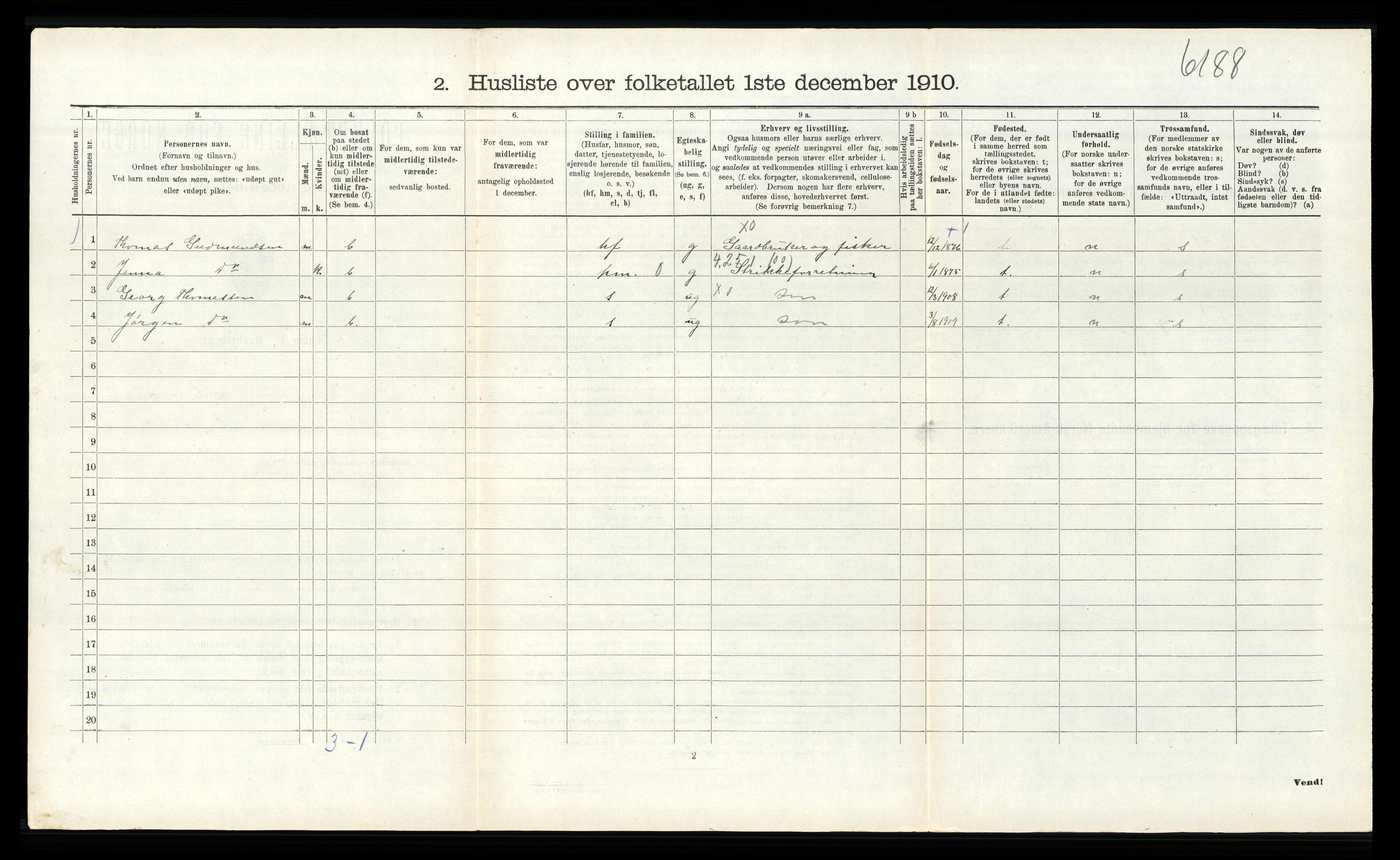 RA, 1910 census for Skudenes, 1910, p. 622