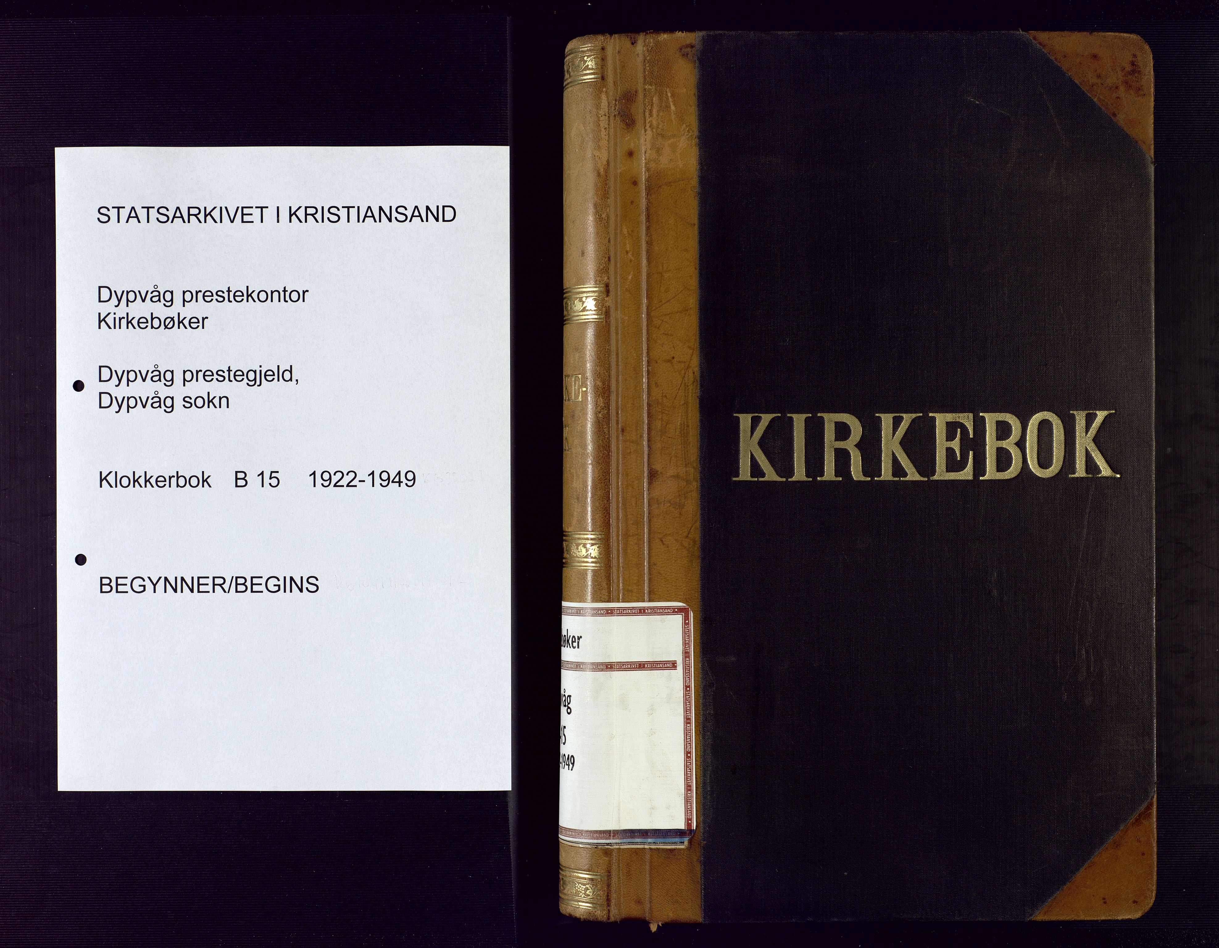 Dypvåg sokneprestkontor, AV/SAK-1111-0007/F/Fb/Fba/L0015: Parish register (copy) no. B 15, 1922-1949