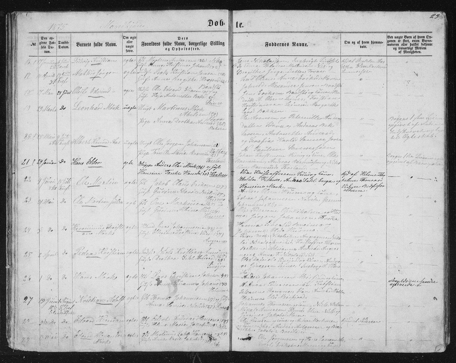 Ministerialprotokoller, klokkerbøker og fødselsregistre - Nordland, AV/SAT-A-1459/831/L0476: Parish register (copy) no. 831C03, 1866-1877, p. 23