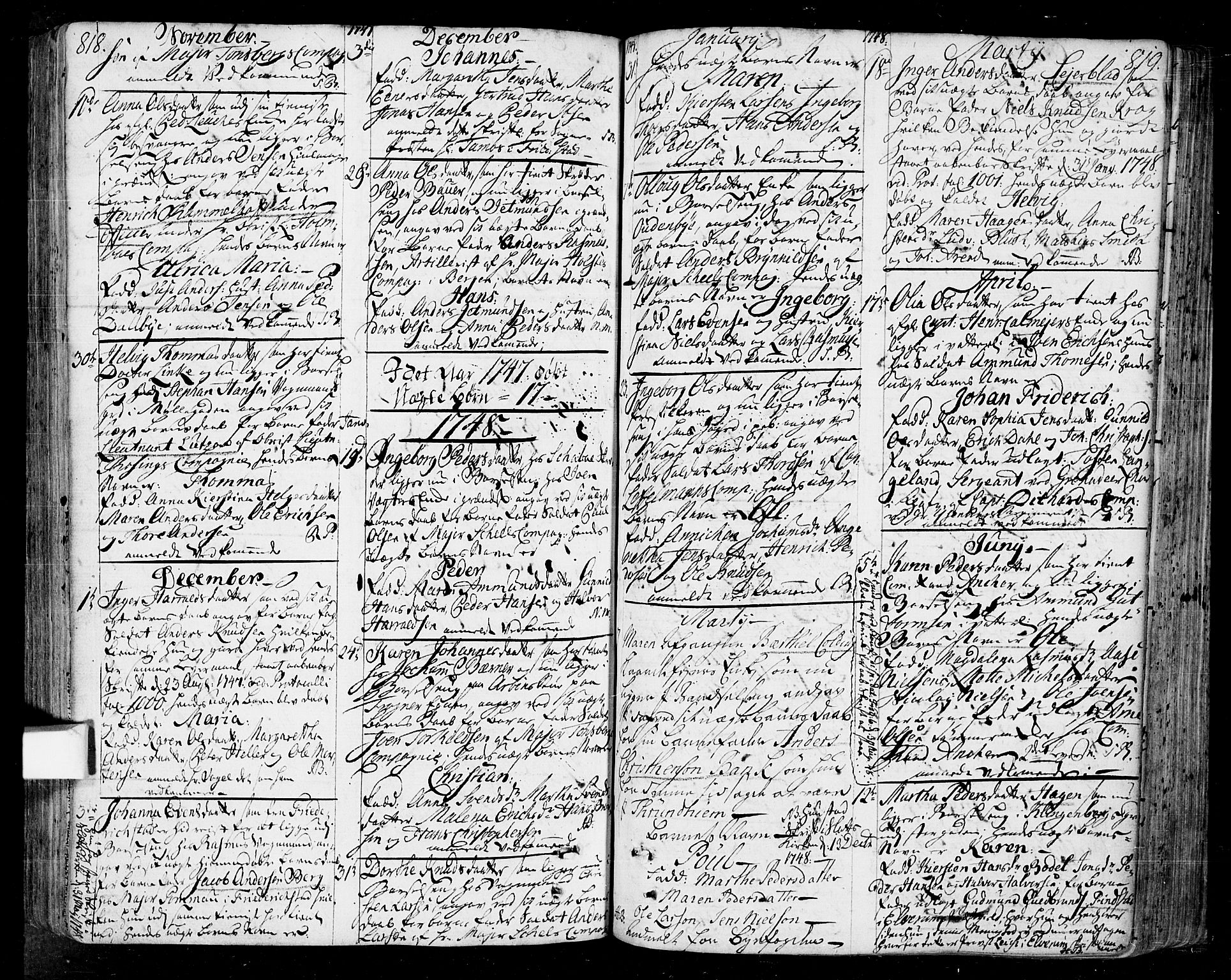 Oslo domkirke Kirkebøker, SAO/A-10752/F/Fa/L0004: Parish register (official) no. 4, 1743-1786, p. 818-819
